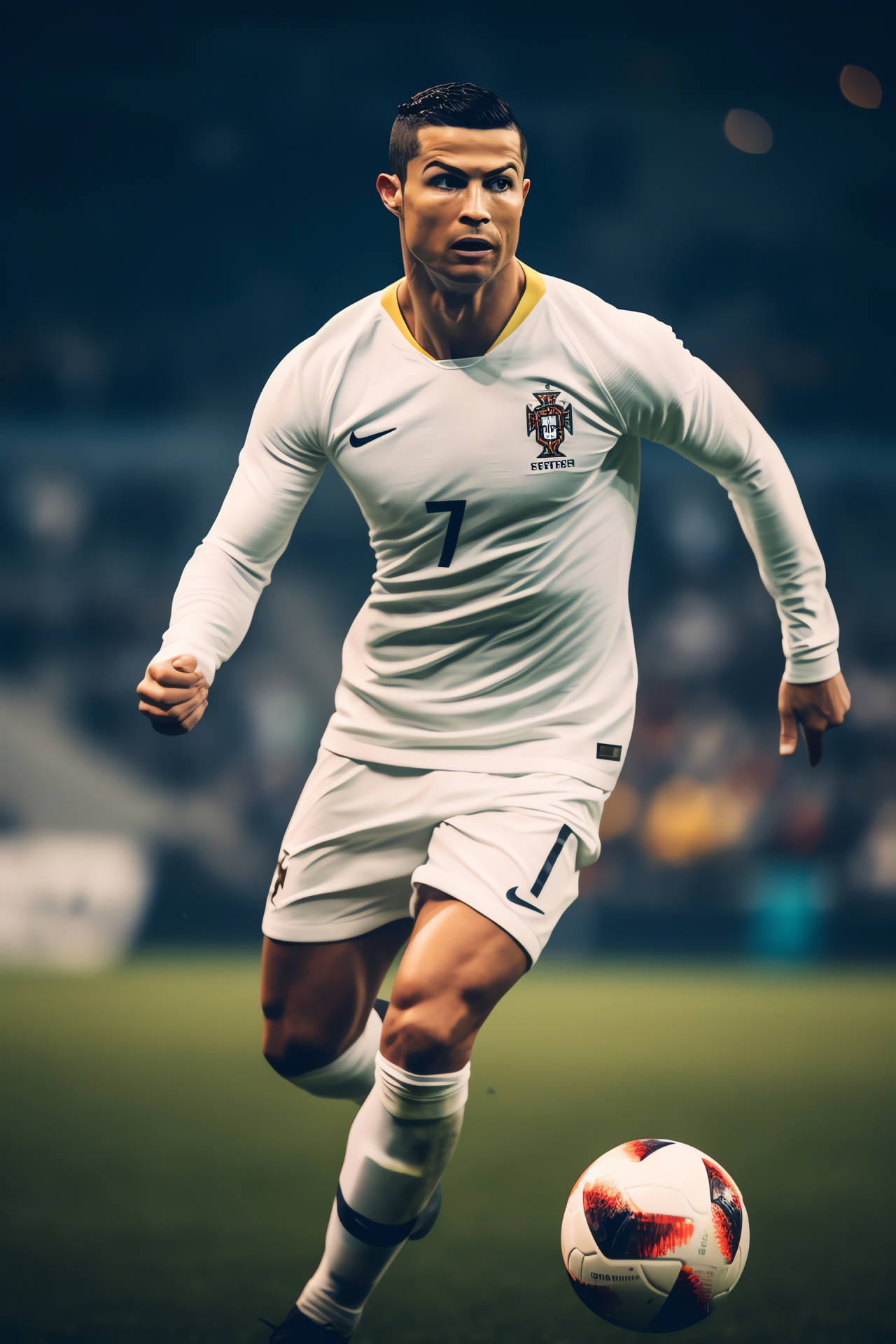 Ronaldo, Active soccer play, Athletic uniform, Ball control, Enthusiastic supporters, HD Phone Image