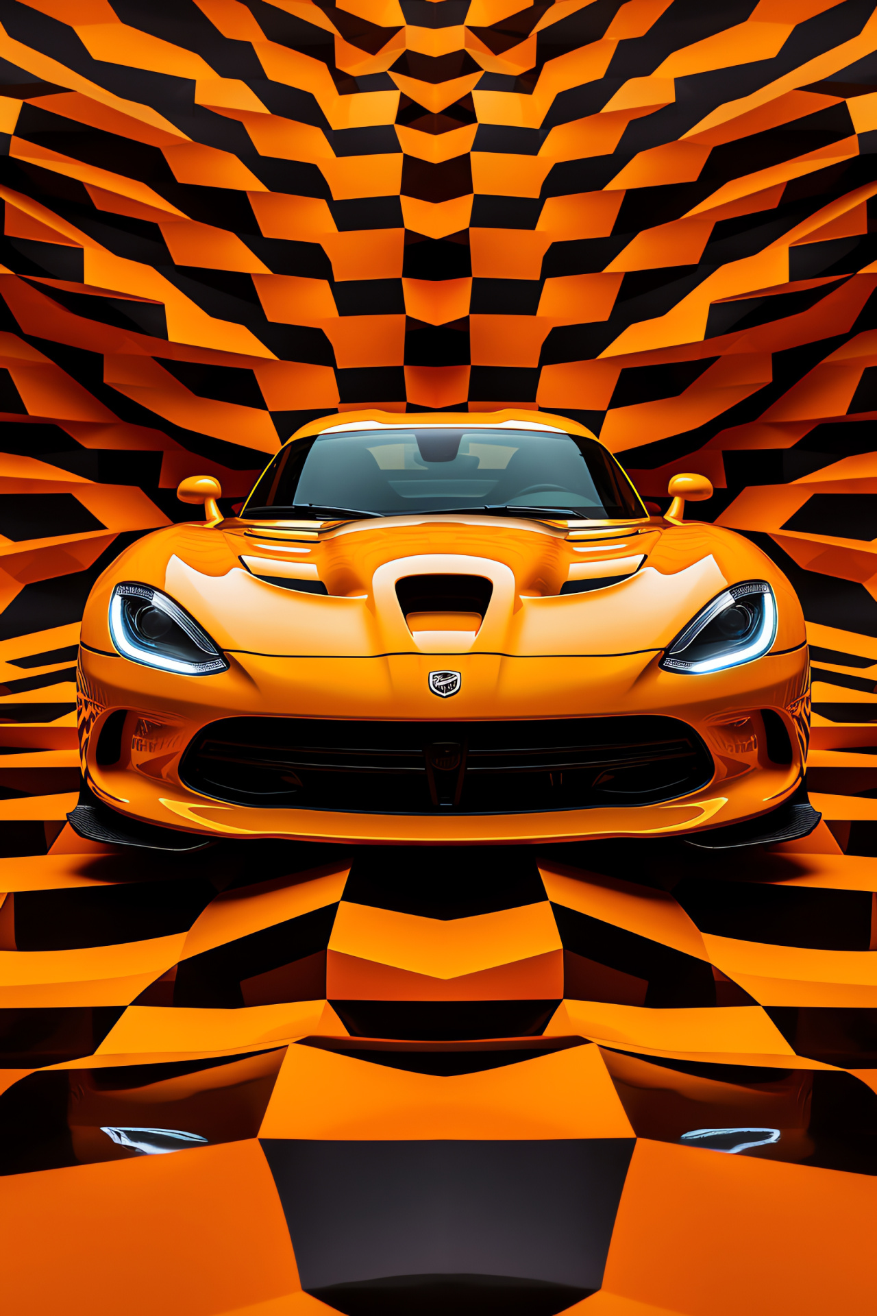 Viper Car version, Viper TA sleek, spacious capture, tangerine bodywork, abstract shapes, HD Phone Image