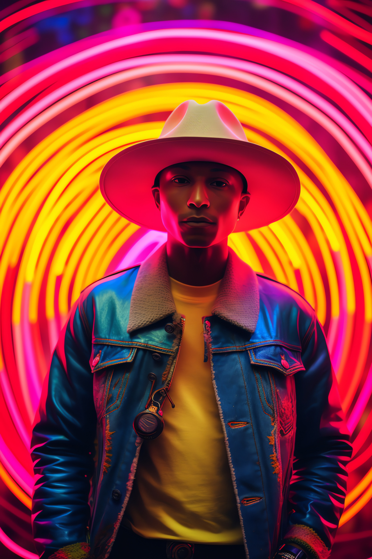 Singer Pharrell, Creative spirit, Luminous digital art, Bright hue spectrum, Artistic visuals, HD Phone Image