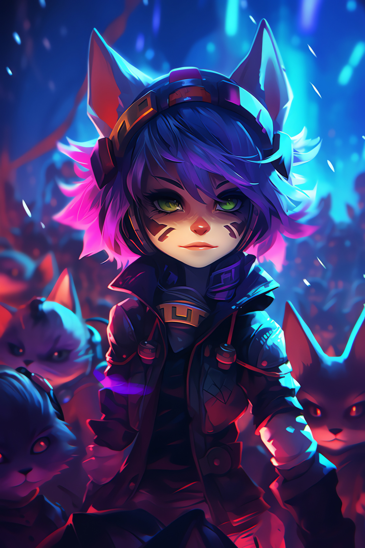 Tristana, Bandle City champion, Sci-fi battlefield, Yordle marksman, Dynamic hues, HD Phone Image