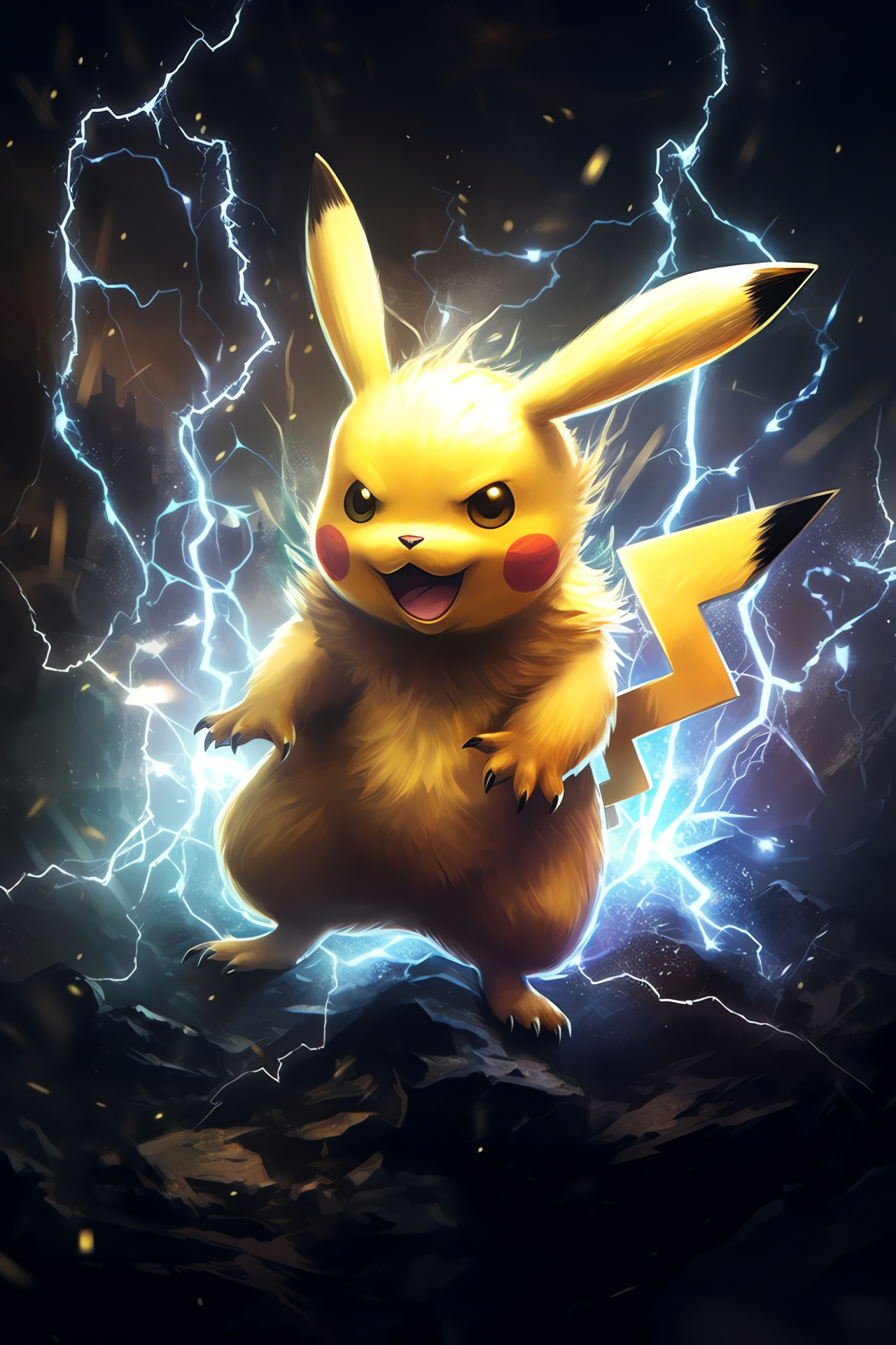 Pokemon duel, Pikachu versus Raichu, elemental moves, electric showdown, combat scene, HD Phone Wallpaper