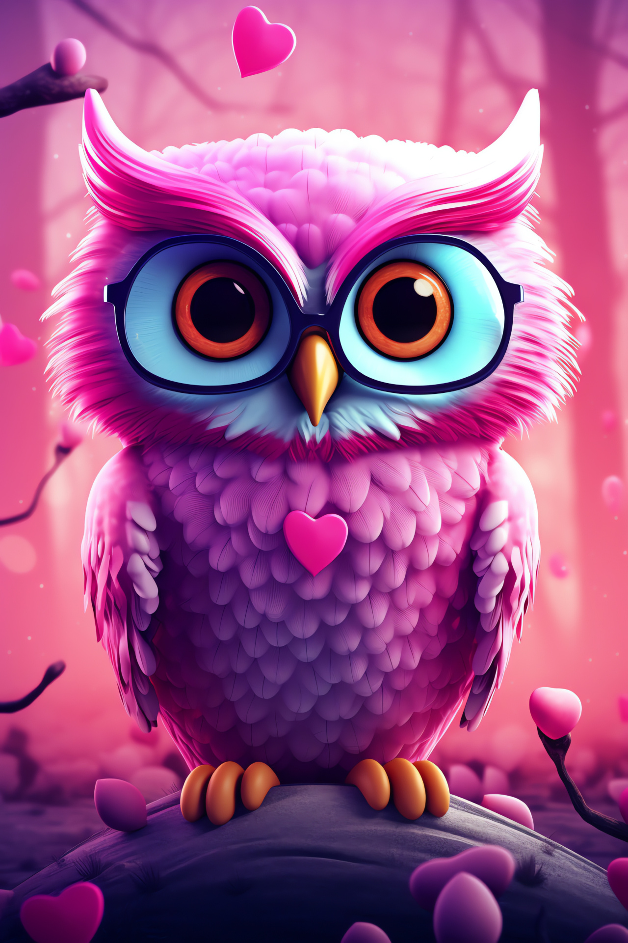 Valentine beast, Festival of hearts, Wise bird, Eyewear accessory, Spectrum of hues, HD Phone Wallpaper