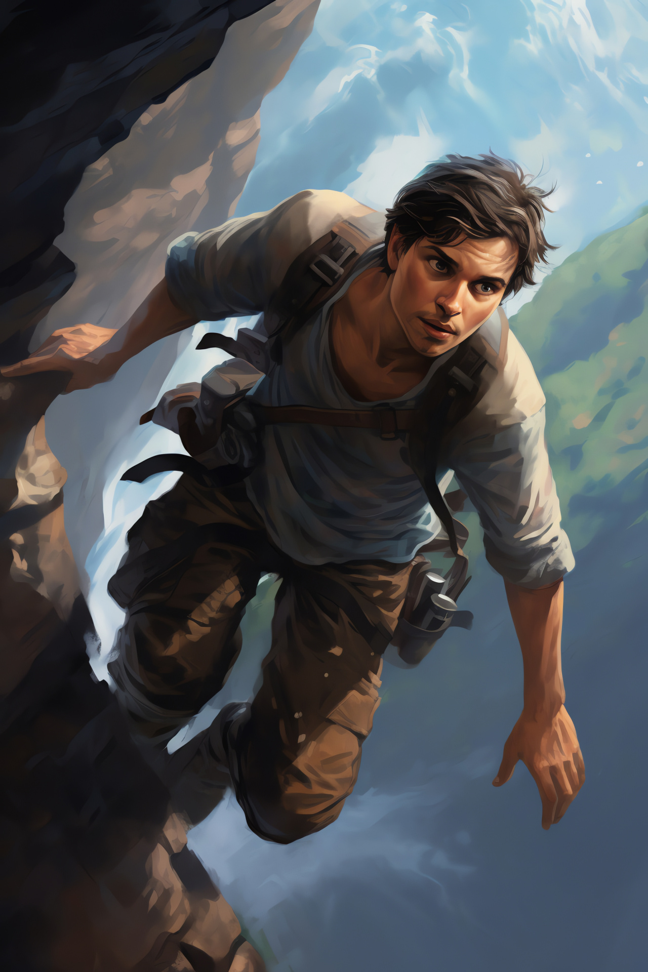 Samuel Drake Uncharted, Younger sibling, Coastal precipice, Maritime expanse, Geologic features, HD Phone Wallpaper