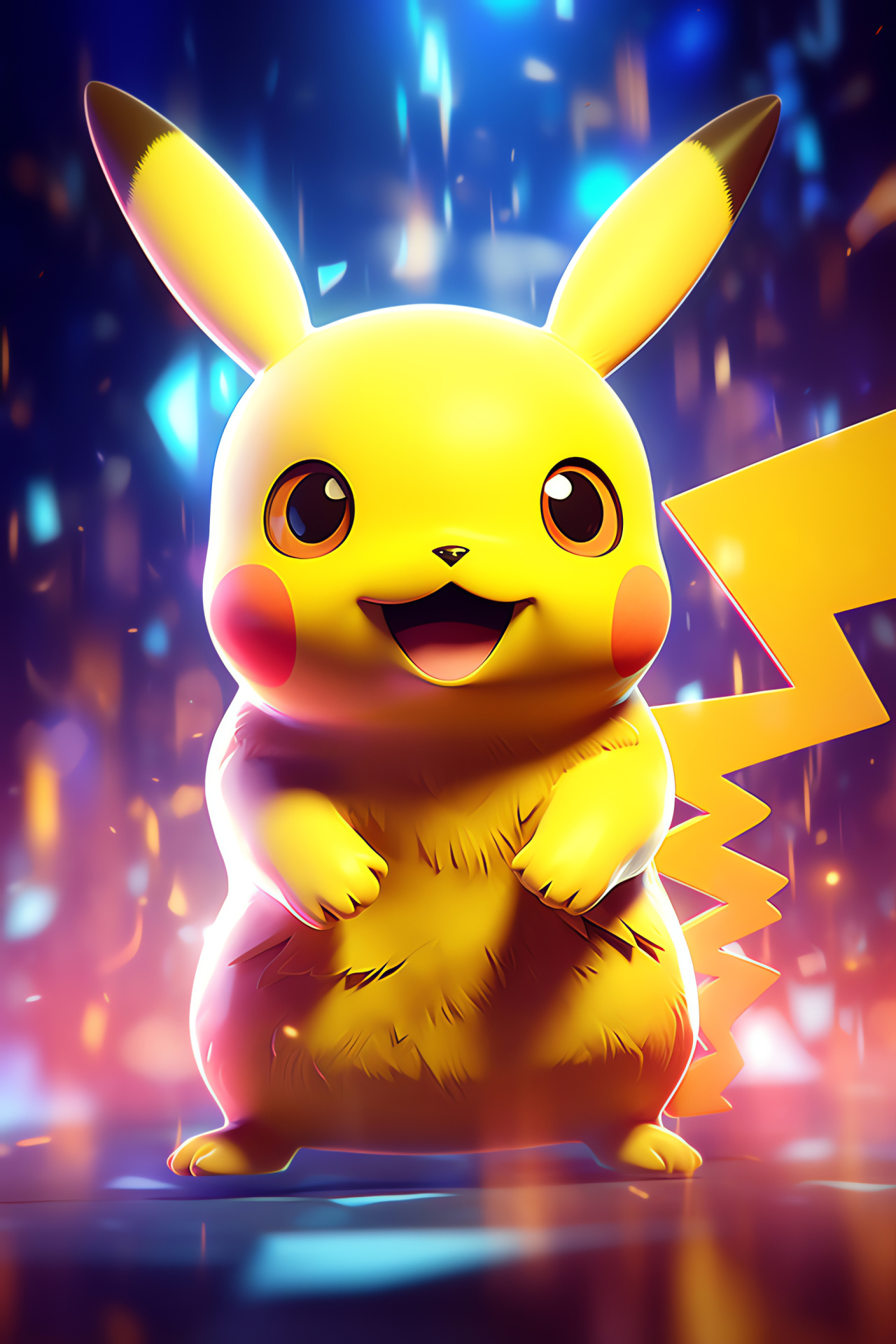 Pikachu joyous representation, Pokemon cultural icon, Electrifying nature, Pikachu enthusiastic eyes, Characteristic smile, HD Phone Wallpaper