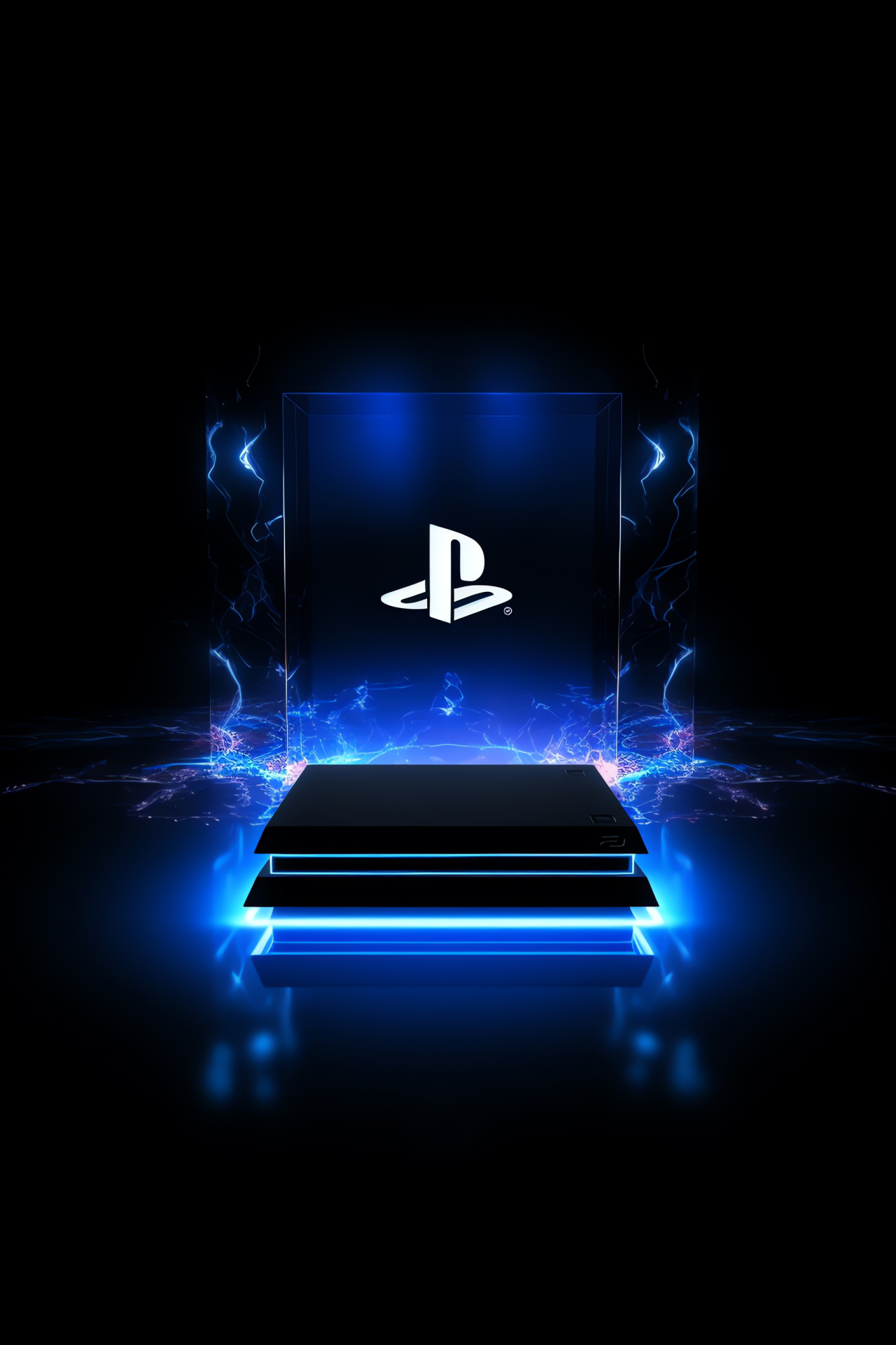 Modern PS4 symbol, Console branding, High-tech look, Visual glitches, Corporate identity, HD Phone Wallpaper