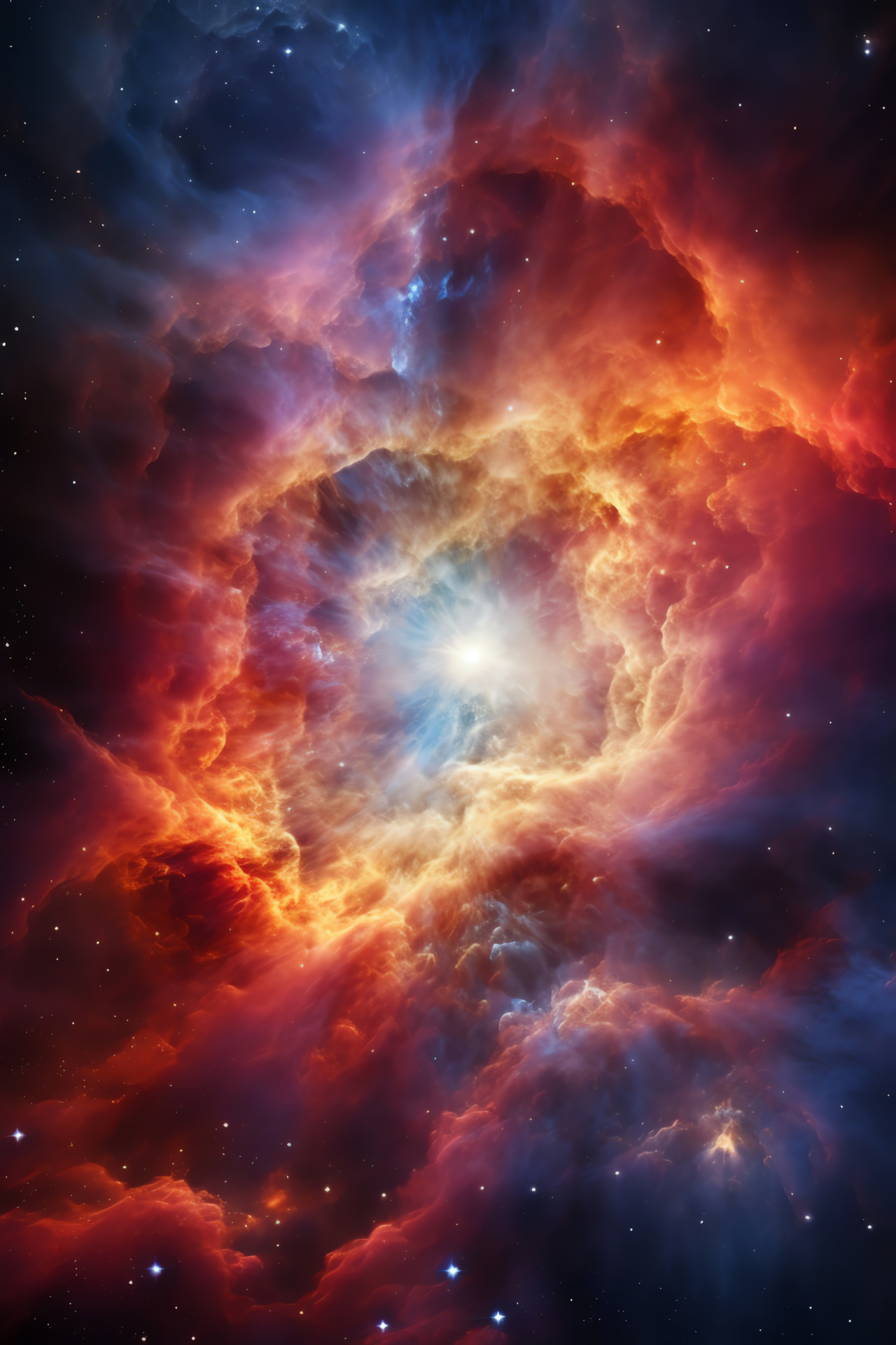 Galactic supernova passage, Spectacular stellar demise, Panoramic celestial drama, Star explosive transition, Colorful cosmic palette, HD Phone Wallpaper