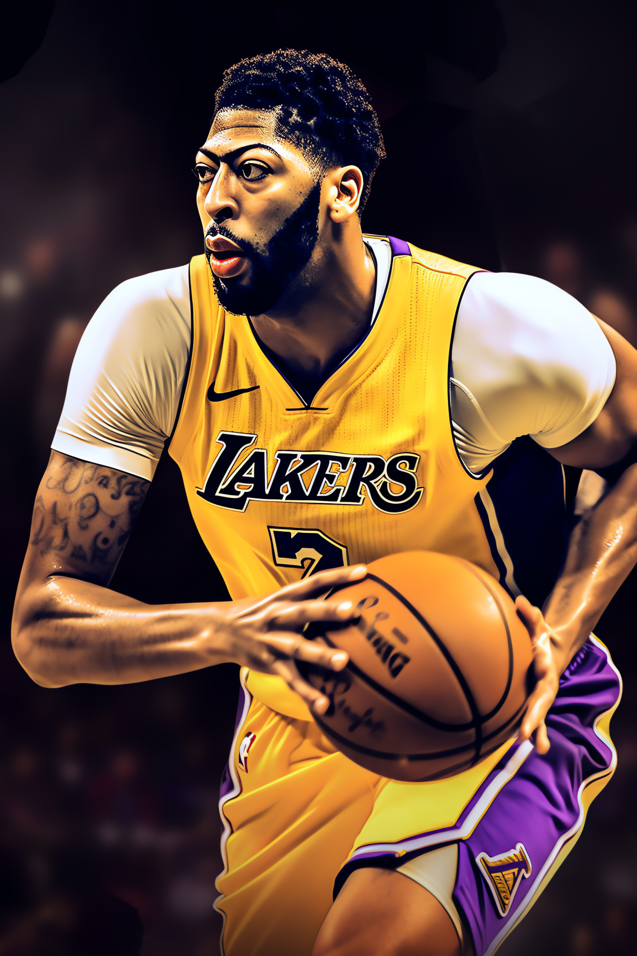 NBA Live gaming, Anthony Davis representation, Lakers star, Basketball rebound, Sports action, HD Phone Wallpaper