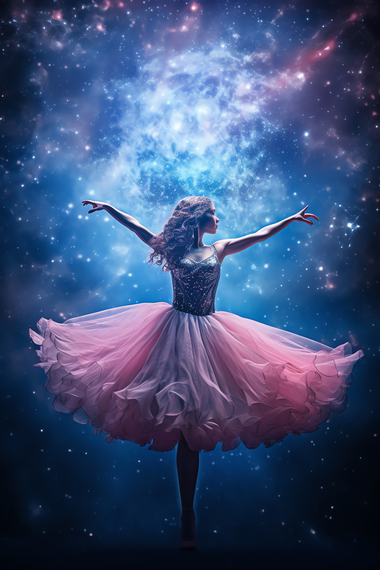 Triangulum Galaxy view, Stellar ballet, Galactic hues, Space vibrancy, Celestial charm, HD Phone Image