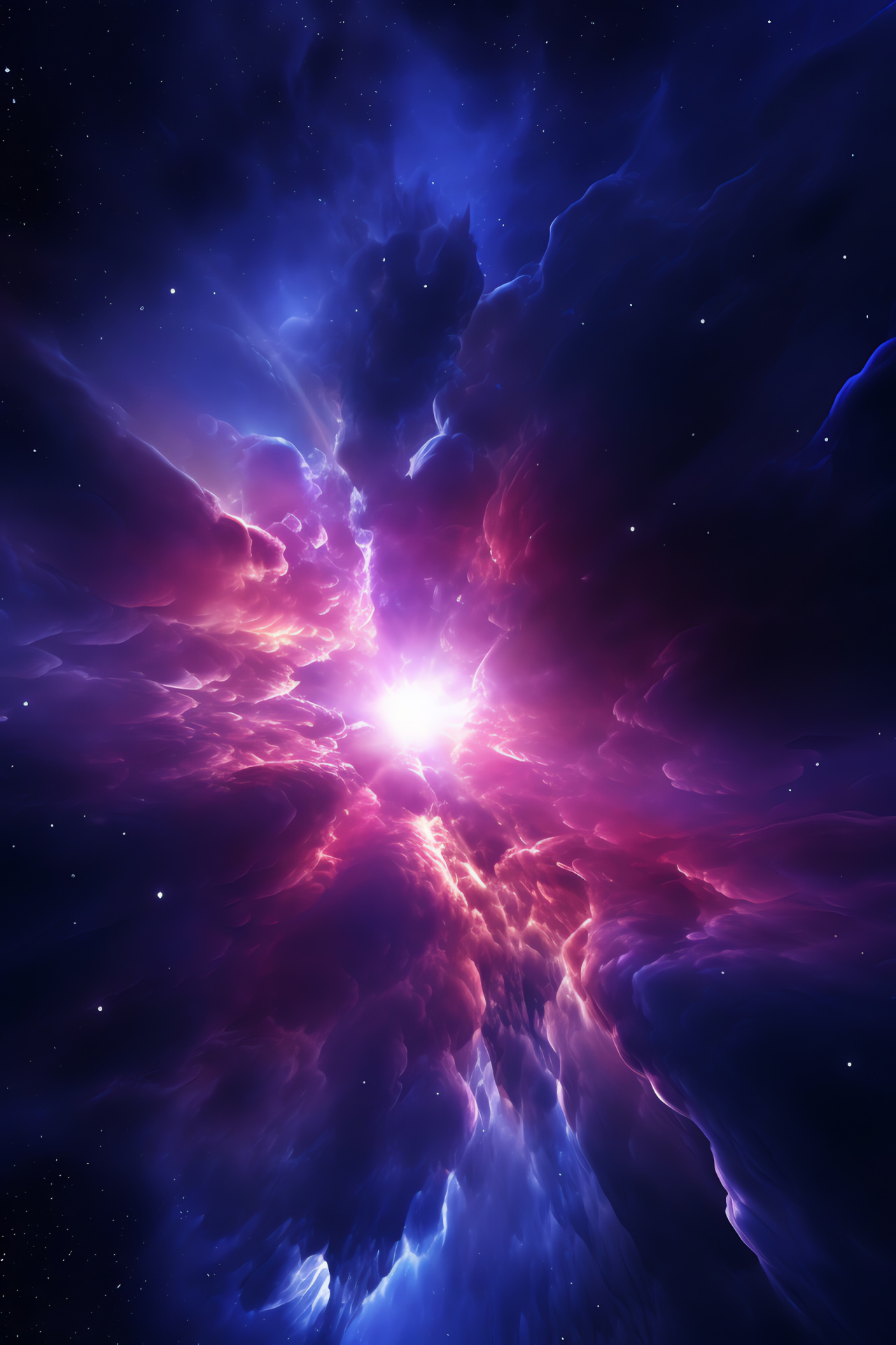 Spectral display, Deep space, Purplish hue, Galactic explosion, Star birth, HD Phone Wallpaper