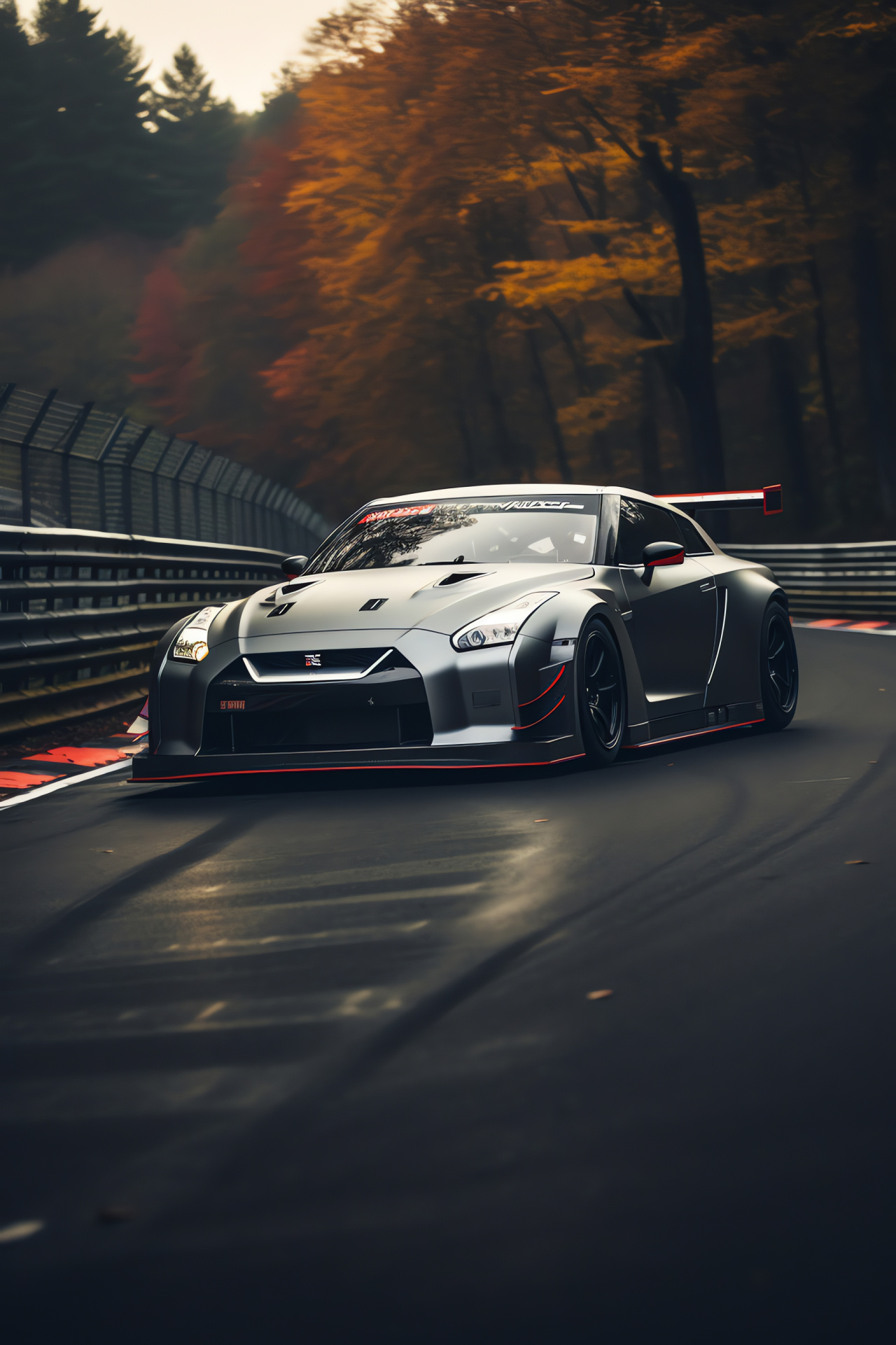 Nissan GTR R35 car, Nismo racing version, German track setting, sports car posture, aerodynamic vehicle enhancements, HD Phone Wallpaper