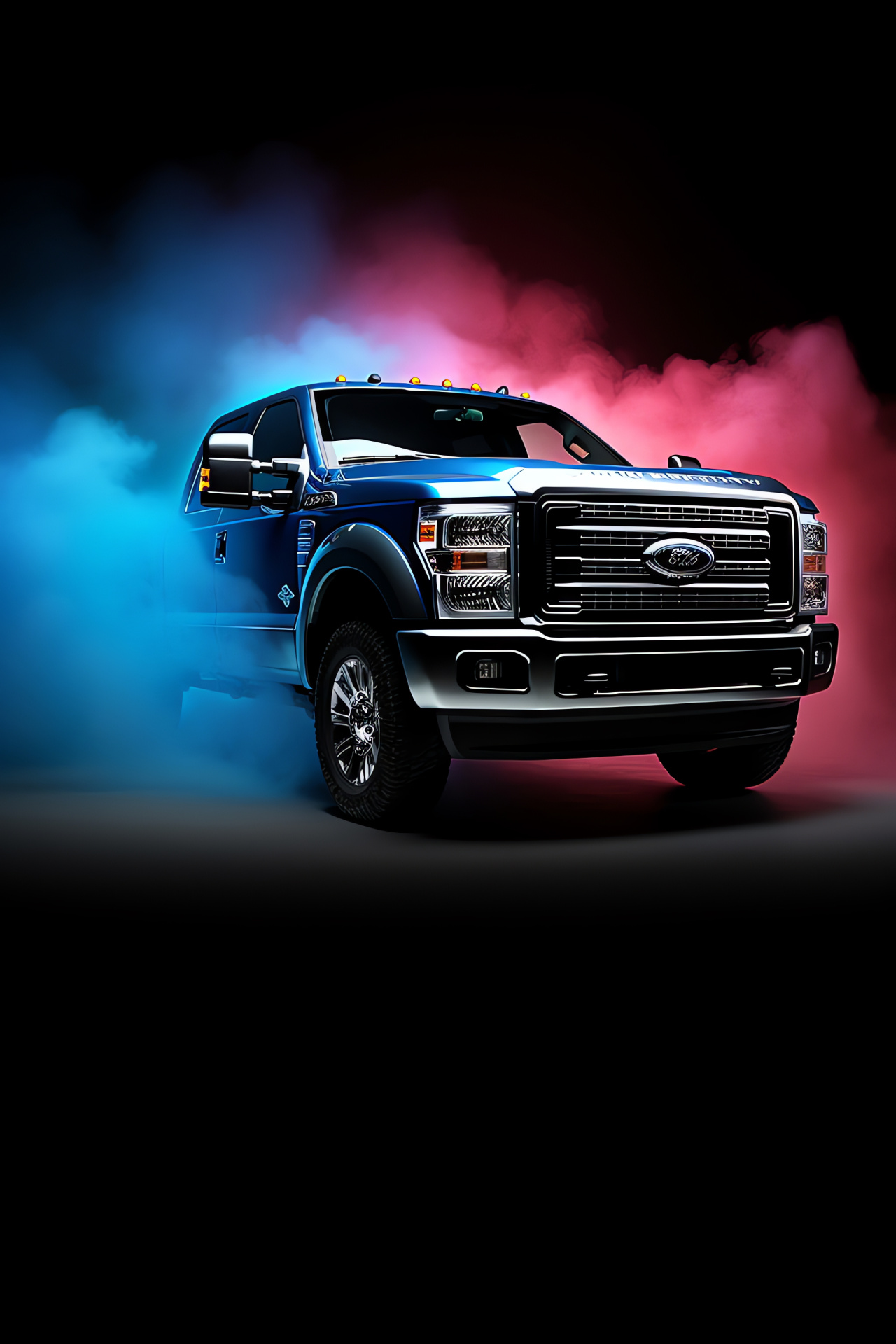 Powerstroke finesse, engine authority, profile view, bichromatic backdrop, captivating tableau, HD Phone Image