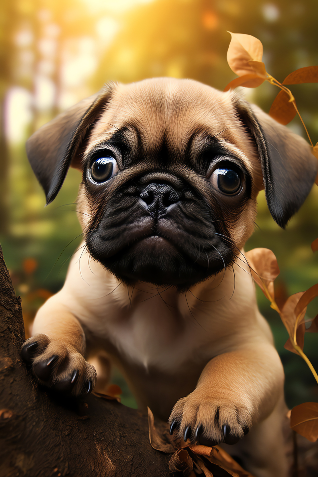 Pug puppy's expressive nature, Wrinkled canine texture, Pug's engaging eyes, Pug breed personality, Playful canine behavior, HD Phone Wallpaper