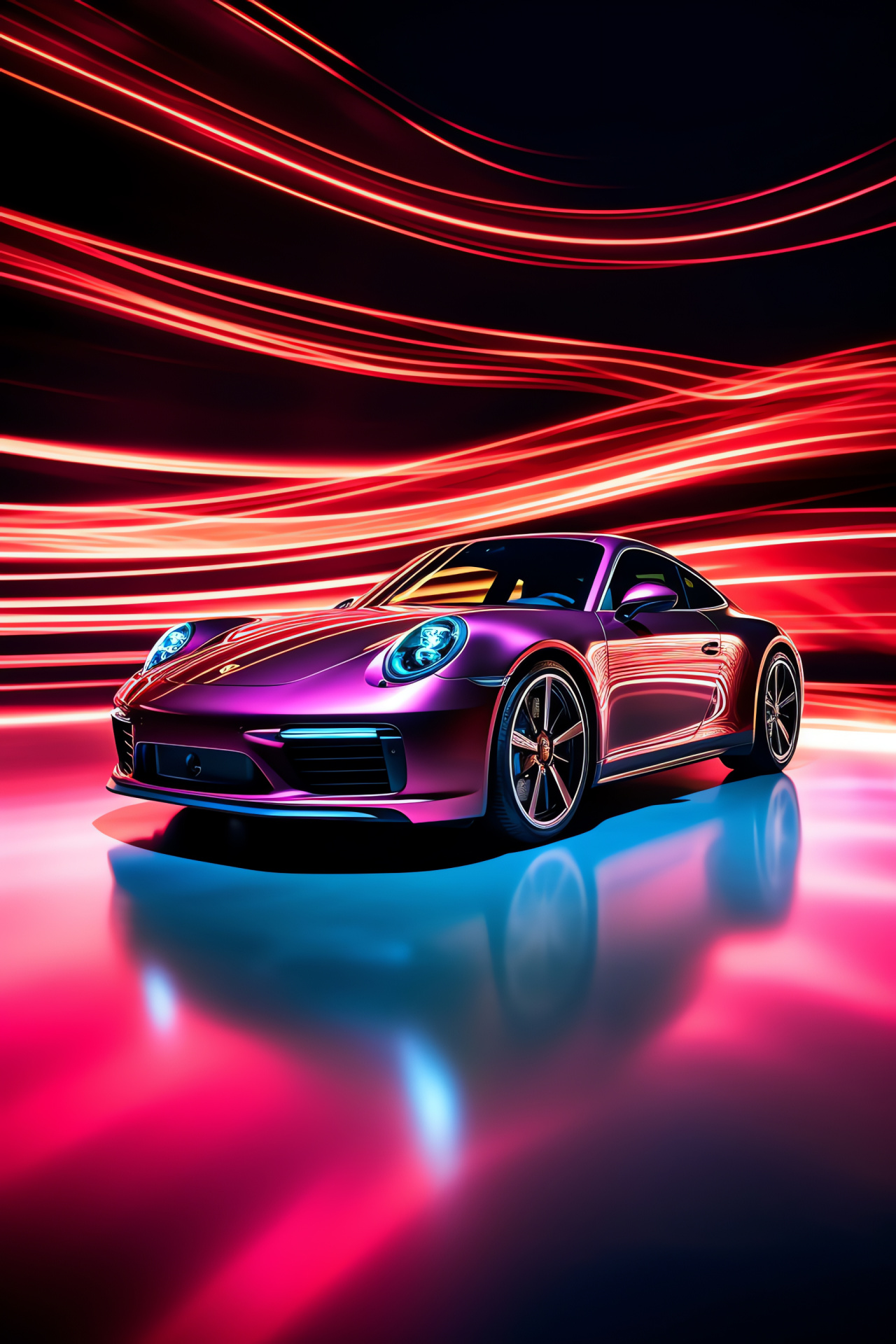 Porsche 911 auto, Emanating curvilinear sheen, Side angle, Pronounced configuration, Visual dynamics, HD Phone Wallpaper