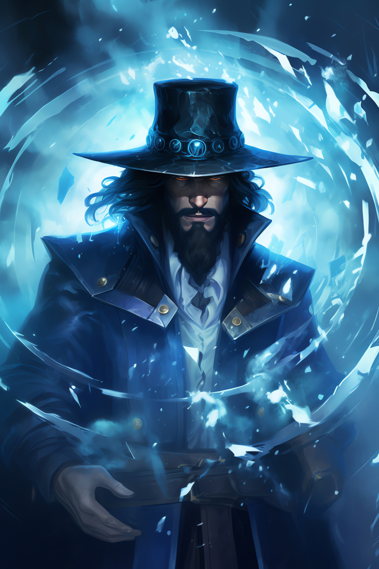 Twisted Fate, cold Freljord setting, subzero climate, arctic winds, League of Legends environment, HD Phone Image