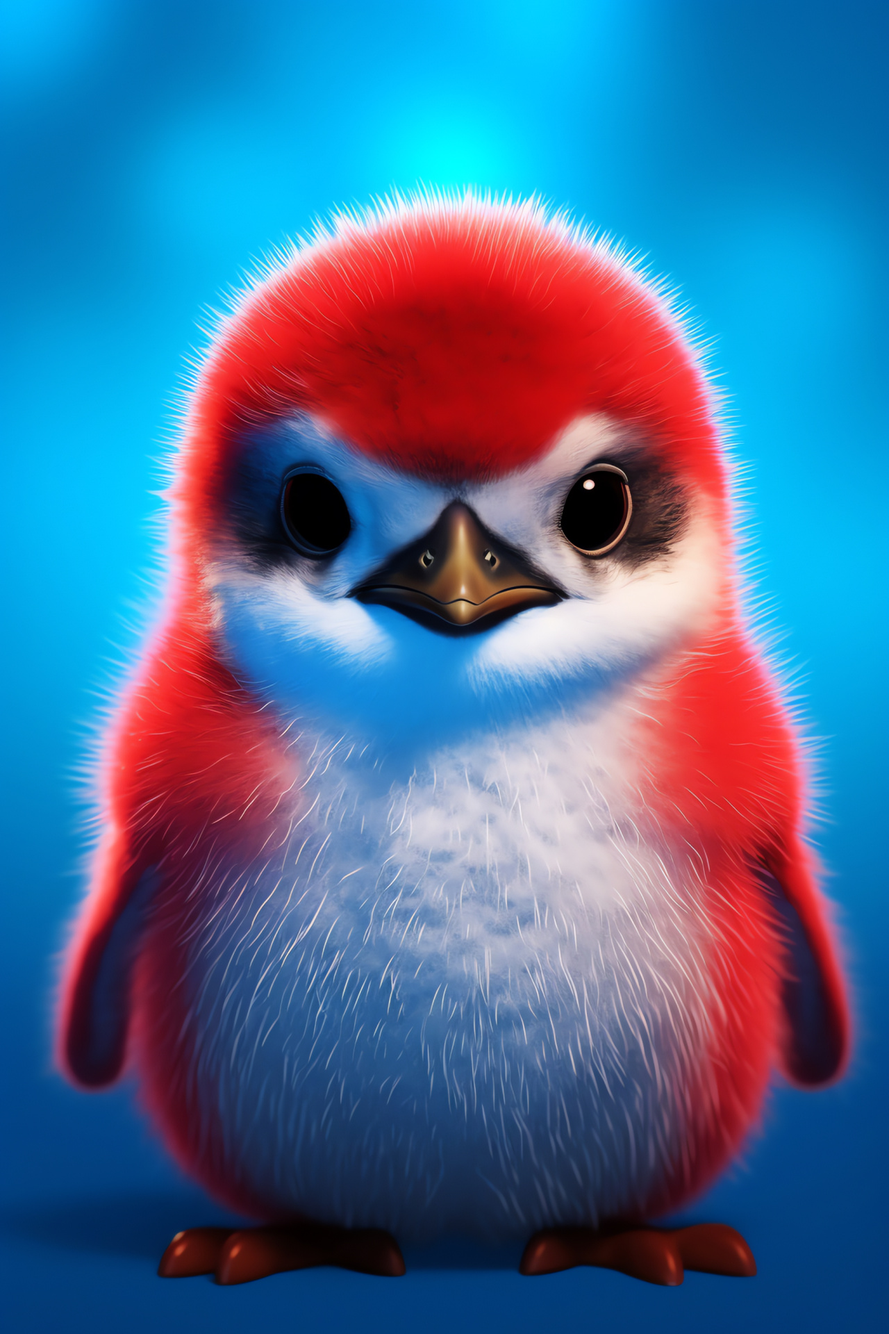 Fairy penguin portrait, petite seabird, nautical feathers, red contrast, oceanic background, HD Phone Image