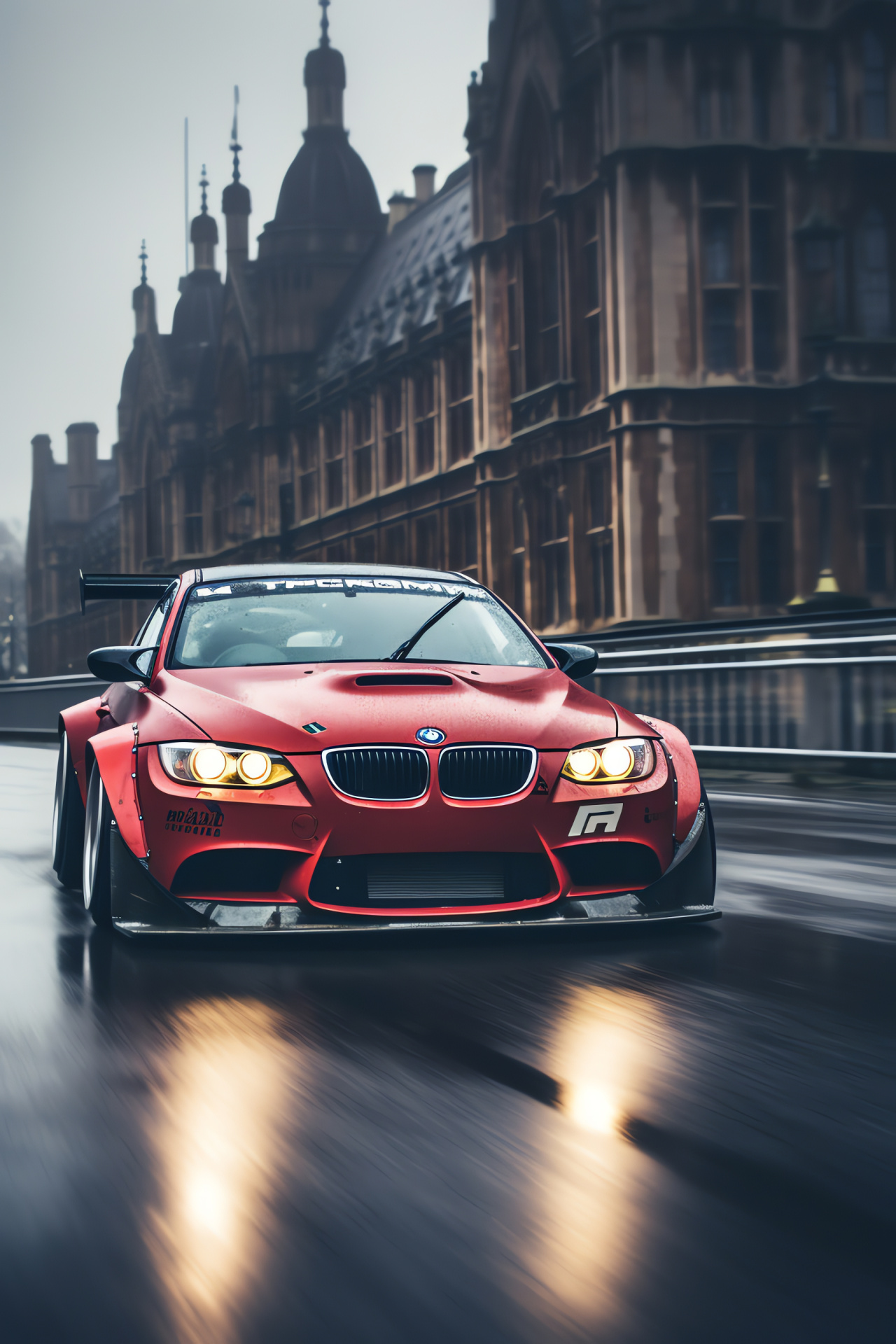 Rocket Bunny BMW E92 M3, UK modified car scene, Performance coupe, Wet London roads, Automotive event, HD Phone Image