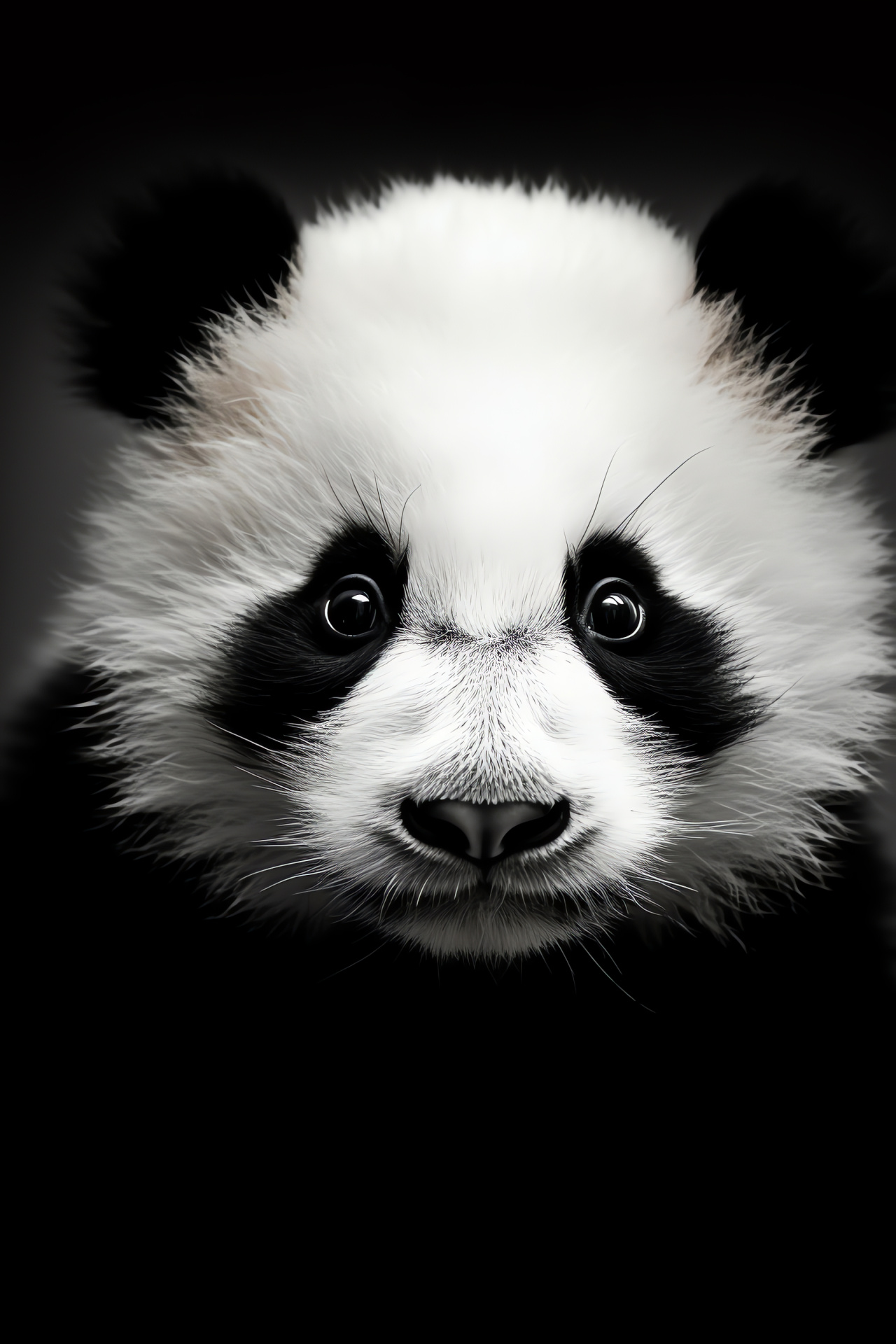 Panda portrait close-up, Bear soft texture, Creature adorable, Background luminosity, Gentle sight, HD Phone Wallpaper