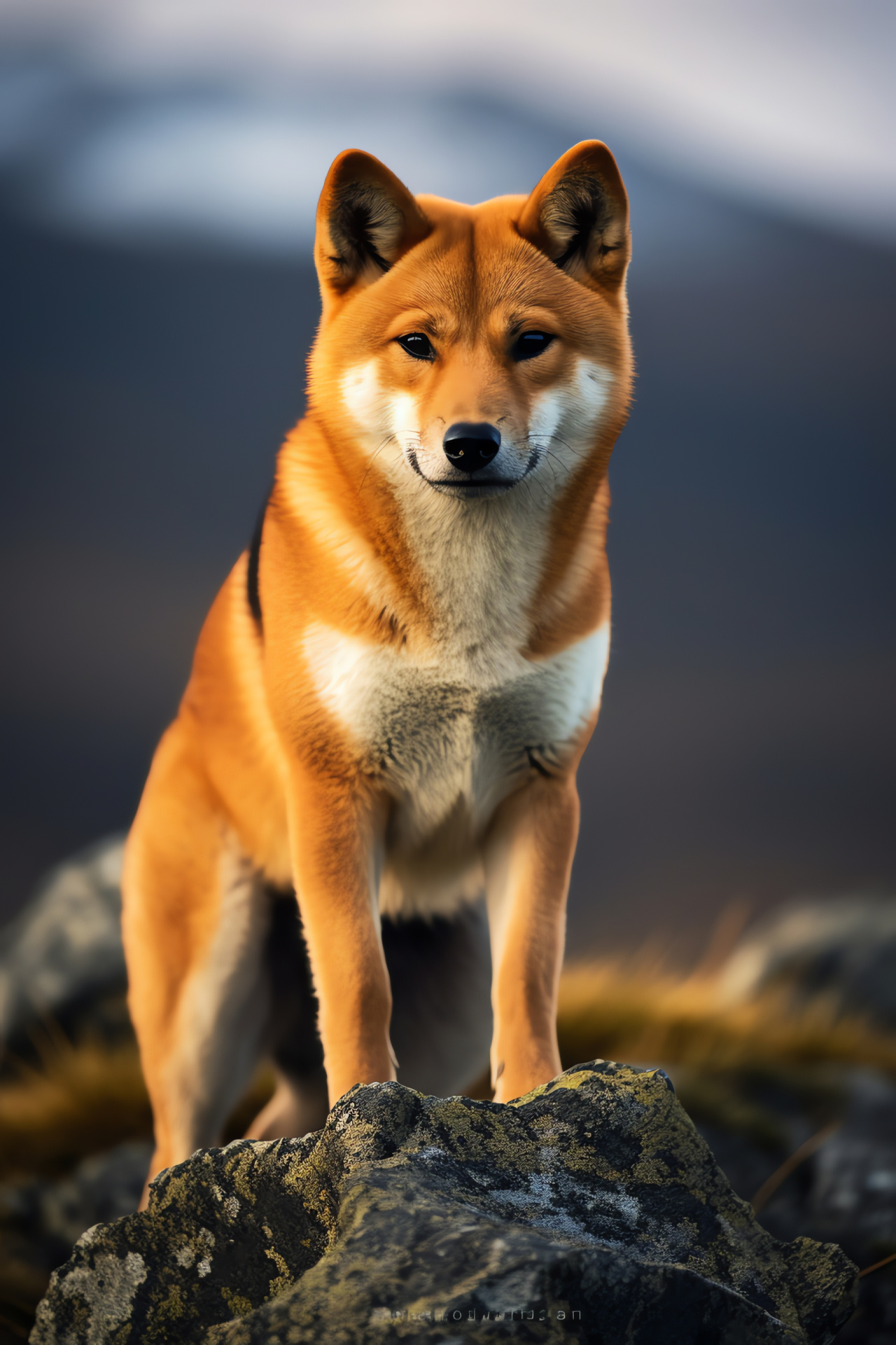 Companion Shiba Inu, deep gaze, tan contrasts, fur texture, black topcoat, home animal, HD Phone Image