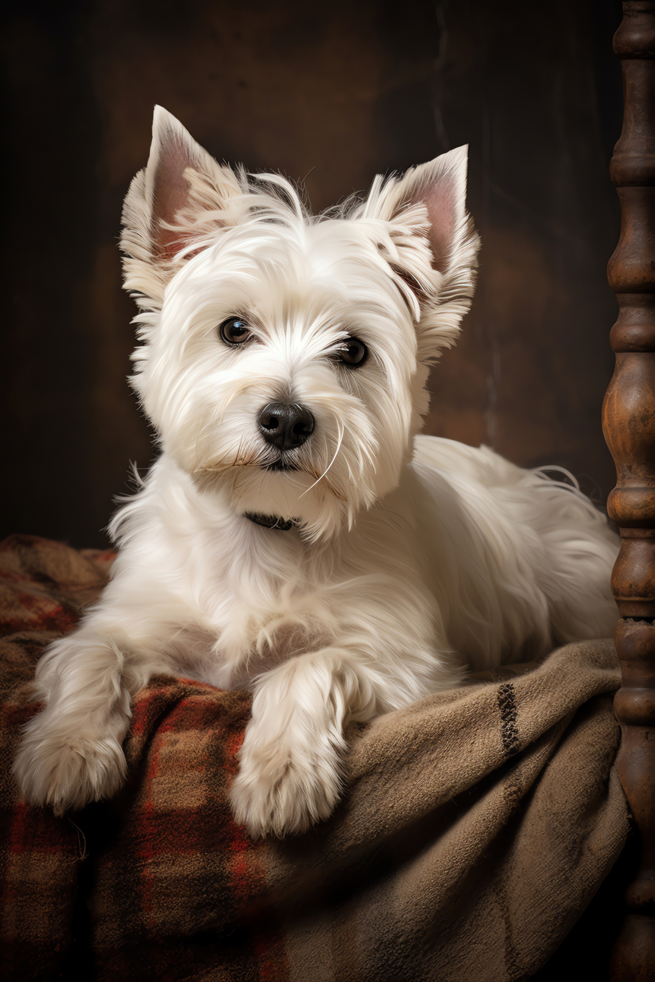 Faithful Westie companion, Dark-eyed terrier, Westie fur, Cream hues, Soft coat texture, HD Phone Image