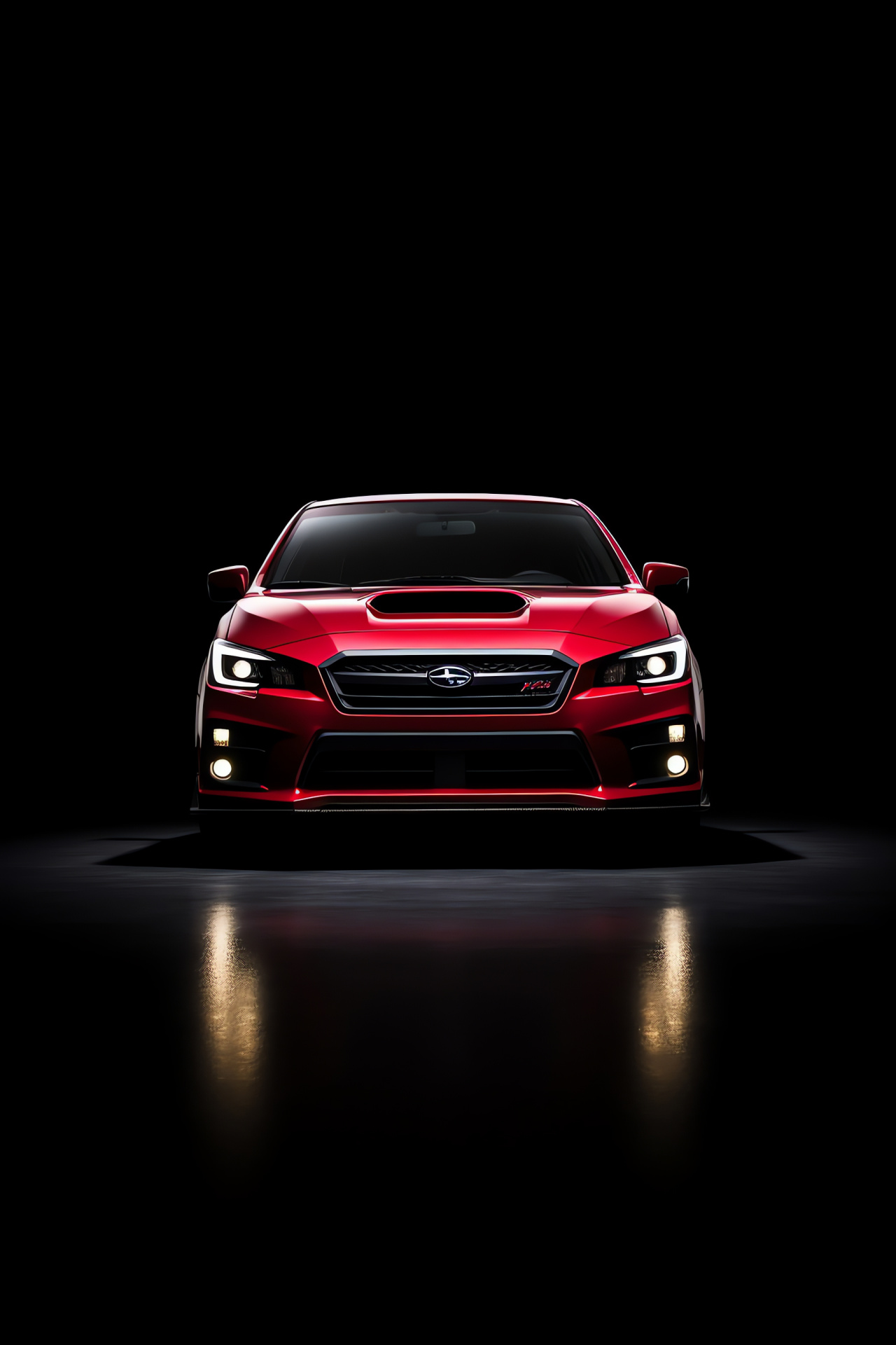 Subaru WRX, Performance vehicle, WRX STI 2016, Bright red finish, Black contrast, HD Phone Image