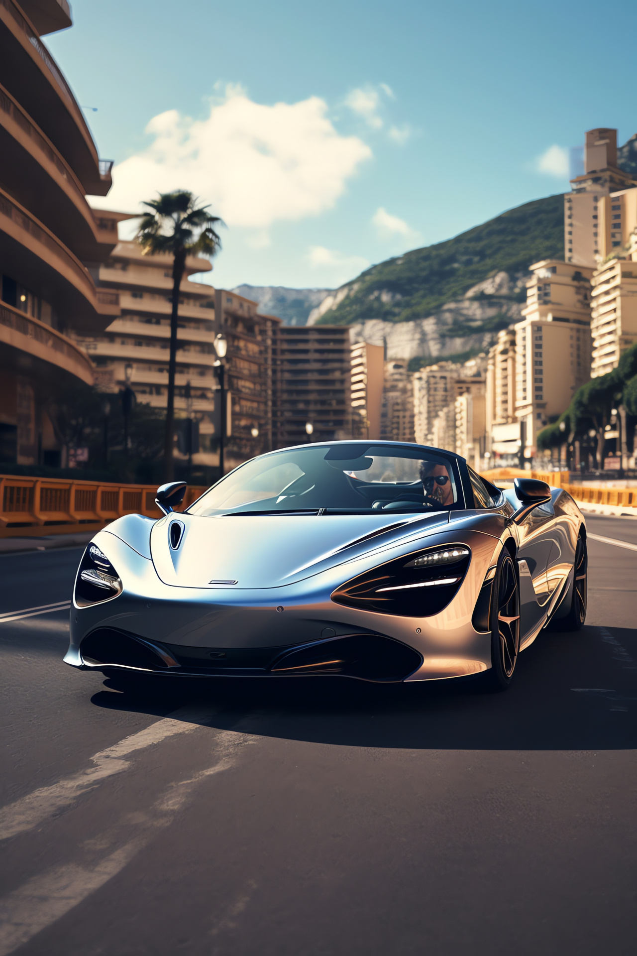 McLaren 720S Spider, Monaco race circuit, Luxury convertible car, High-end sports vehicle, Monaco glamour, HD Phone Image