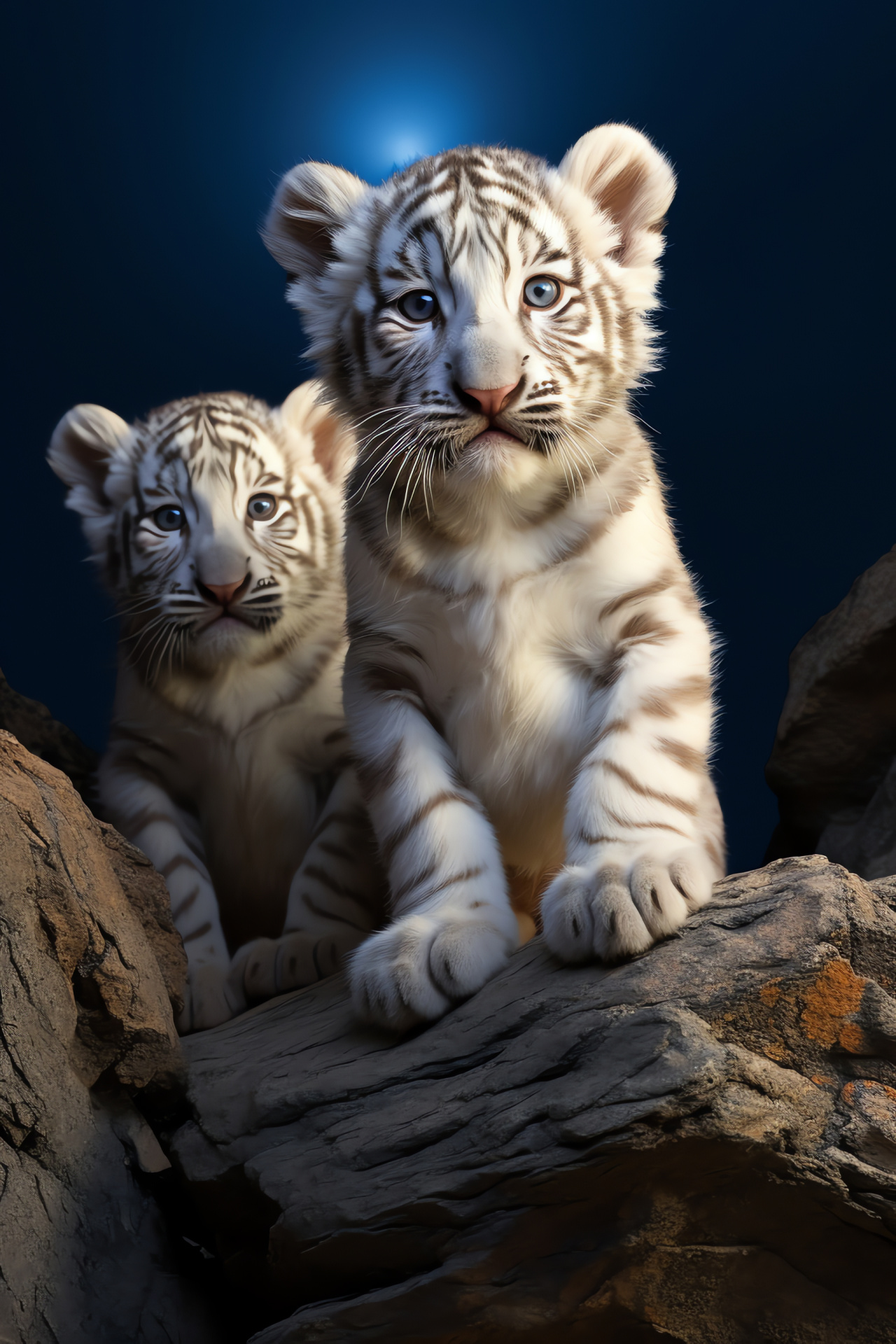 White Tiger Cubs, Young predators, Nocturnal creatures, Exotic felines, Rare animals, HD Phone Image