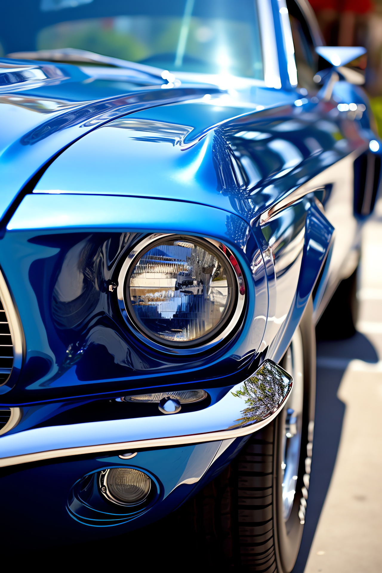 Shelby Mustang GT500 Fastback, Classic auto expo, Gleaming blue finish, Nostalgic collector's piece, Automotive splendor, HD Phone Wallpaper