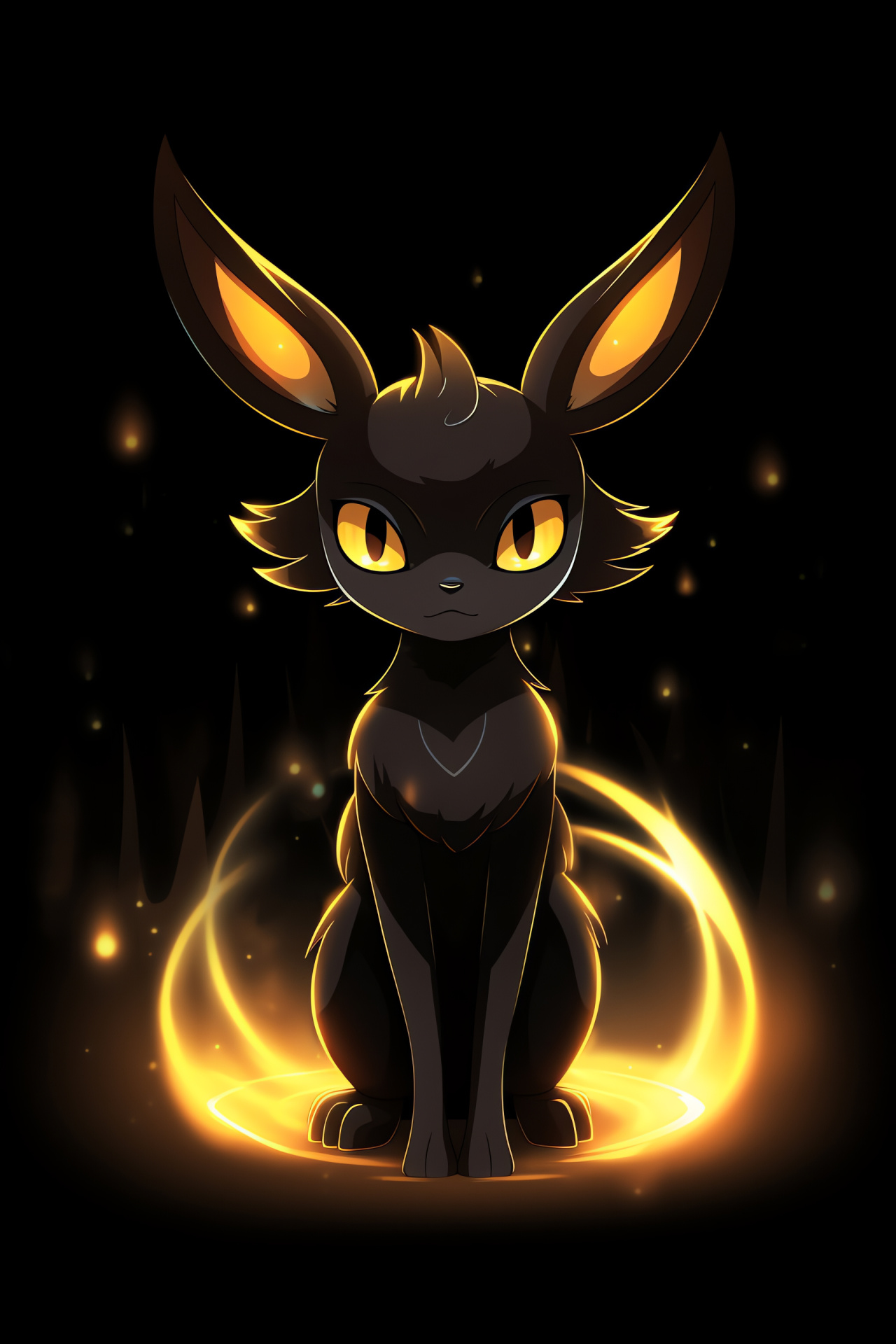 Umbreon stance, Dark-type Pokmon, Bold red gaze, Majestic bearing, Noir foundation, HD Phone Wallpaper