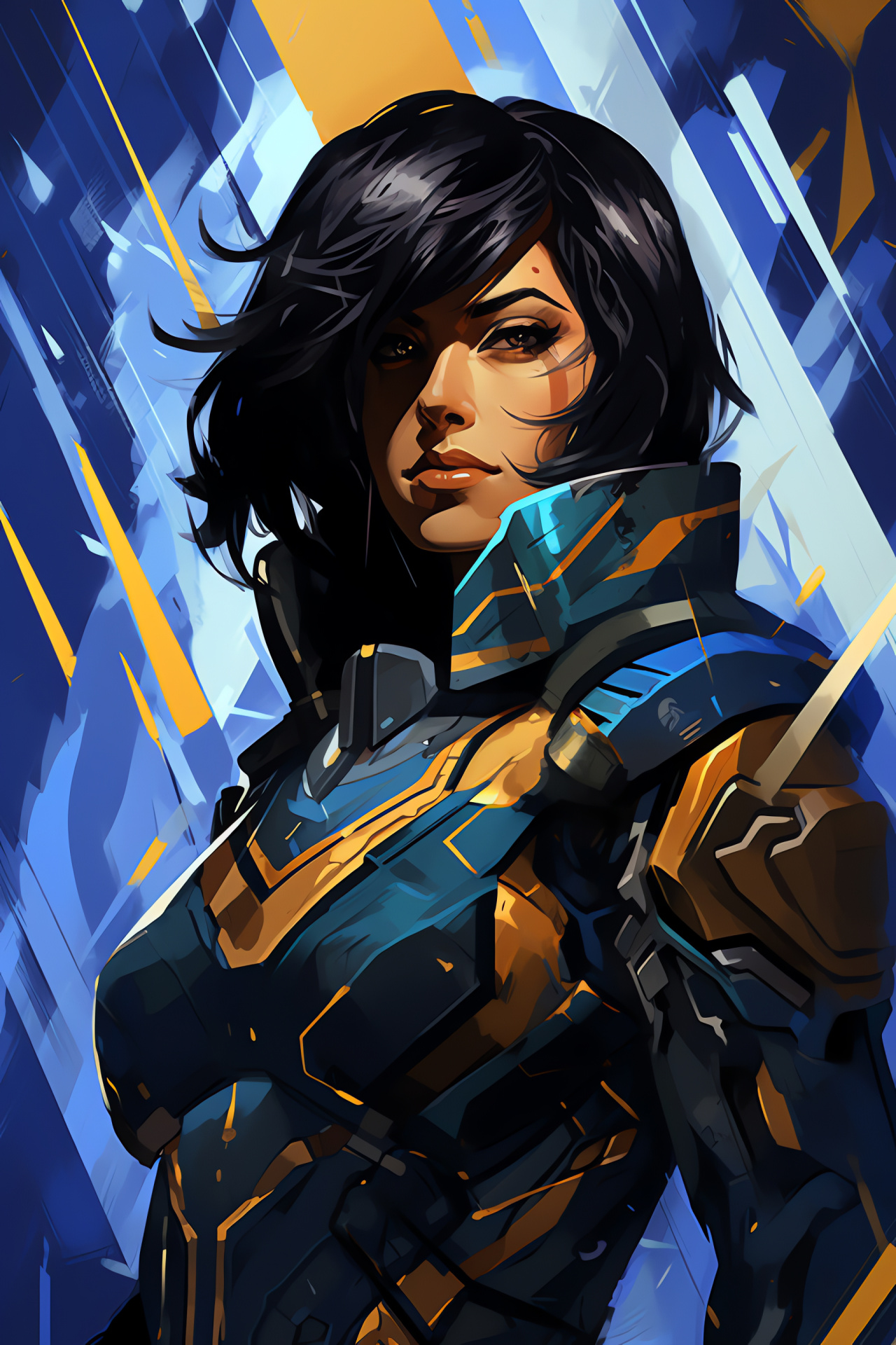 Pharah character, Overwatch game, Raptora suit, Eye-catching emerald gaze, Blaster, HD Phone Image