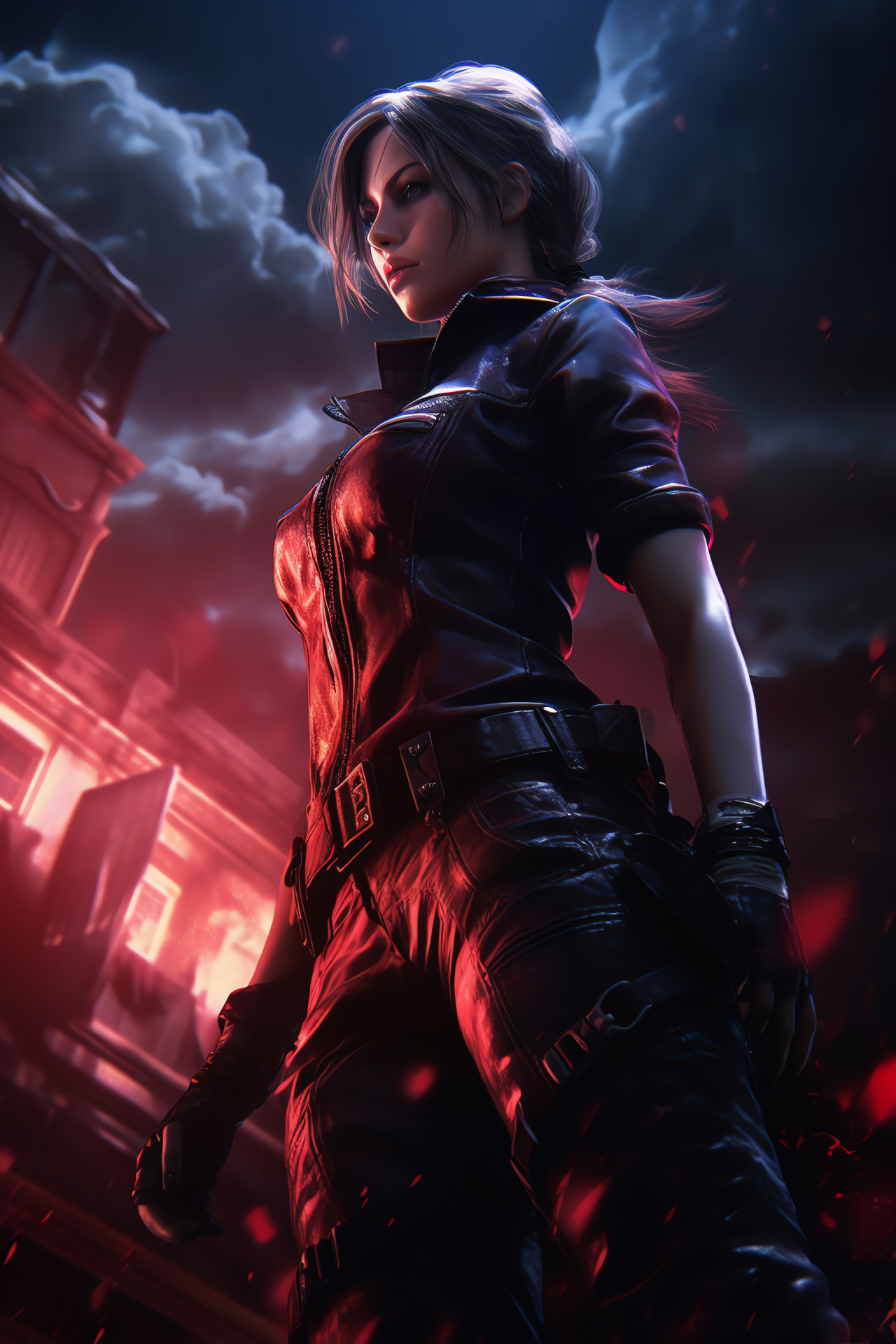 Iconic game character, Claire Redfield with firepower, Formidable foes, Menacing Lickers, Battle scenarios, HD Phone Image