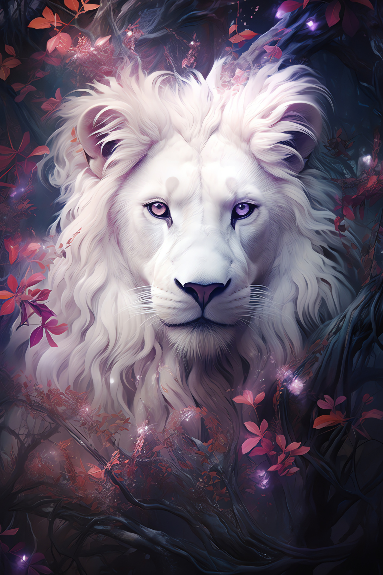 Albino Lion, large carnivore, jungle king, rare appearance, wild mane, HD Phone Wallpaper