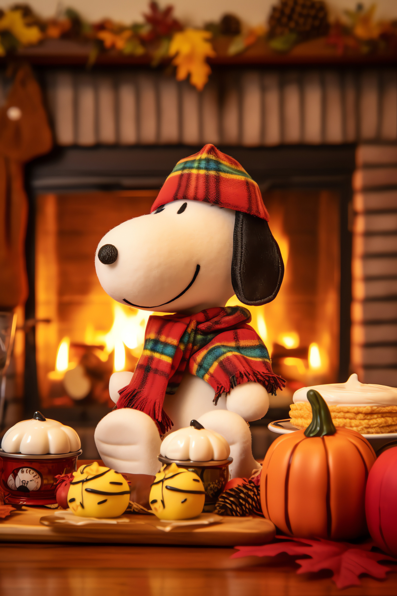 Thanksgiving companions, Cartoon dog and bird, Homely celebration, Festive companionship, Generous sharing, HD Phone Wallpaper