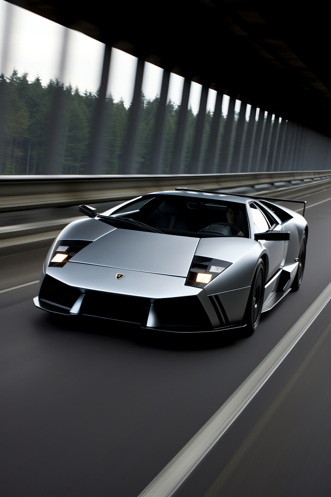 Silver Lamborghini Murcielago, German Autobahn breacher, Sleek automotive engineering, High-speed sports car, Advanced aerodynamics, HD Phone Wallpaper