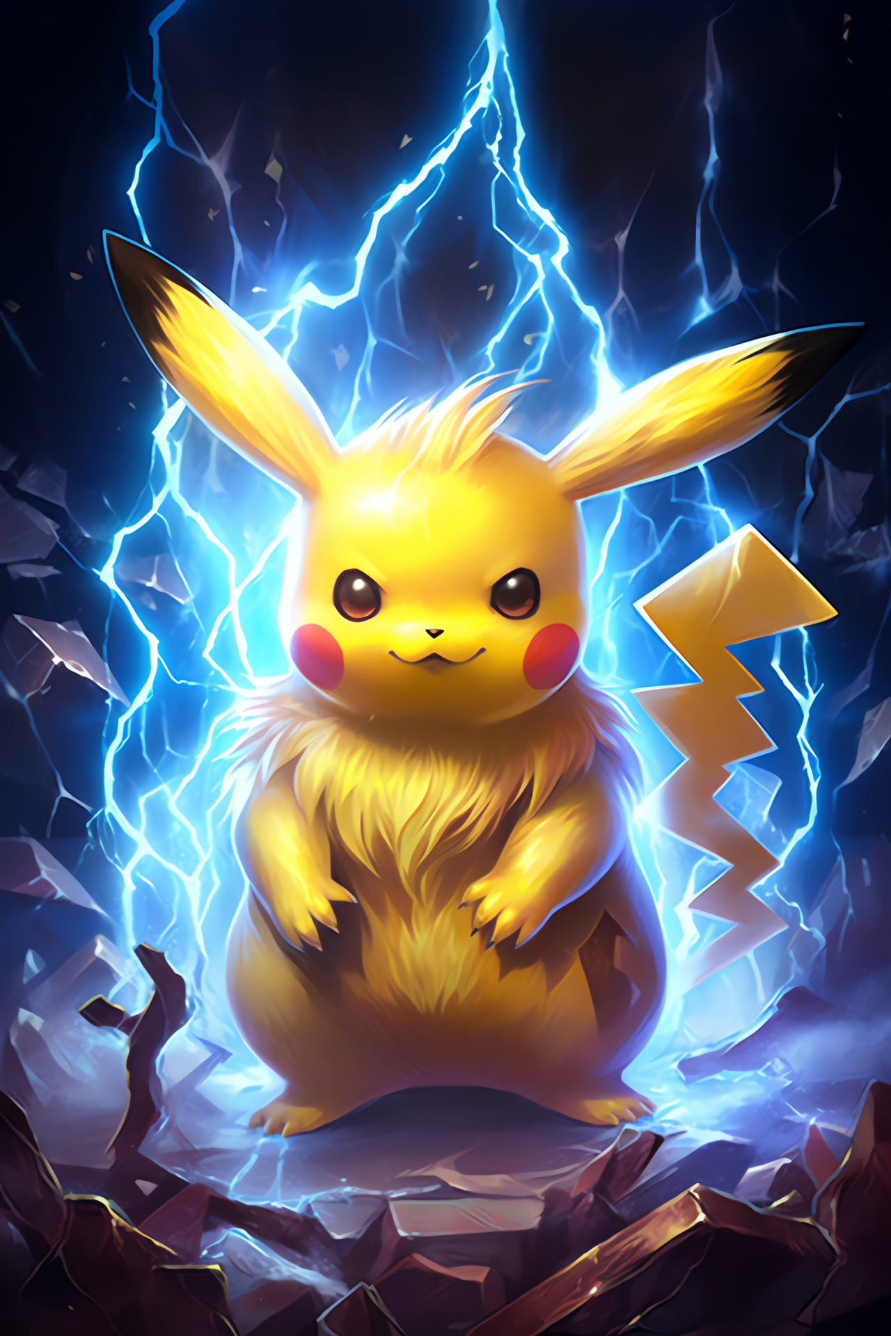 Pikachu, Pokemon Go character, Electric-type mascot, Anime creature, Expressive features, HD Phone Wallpaper