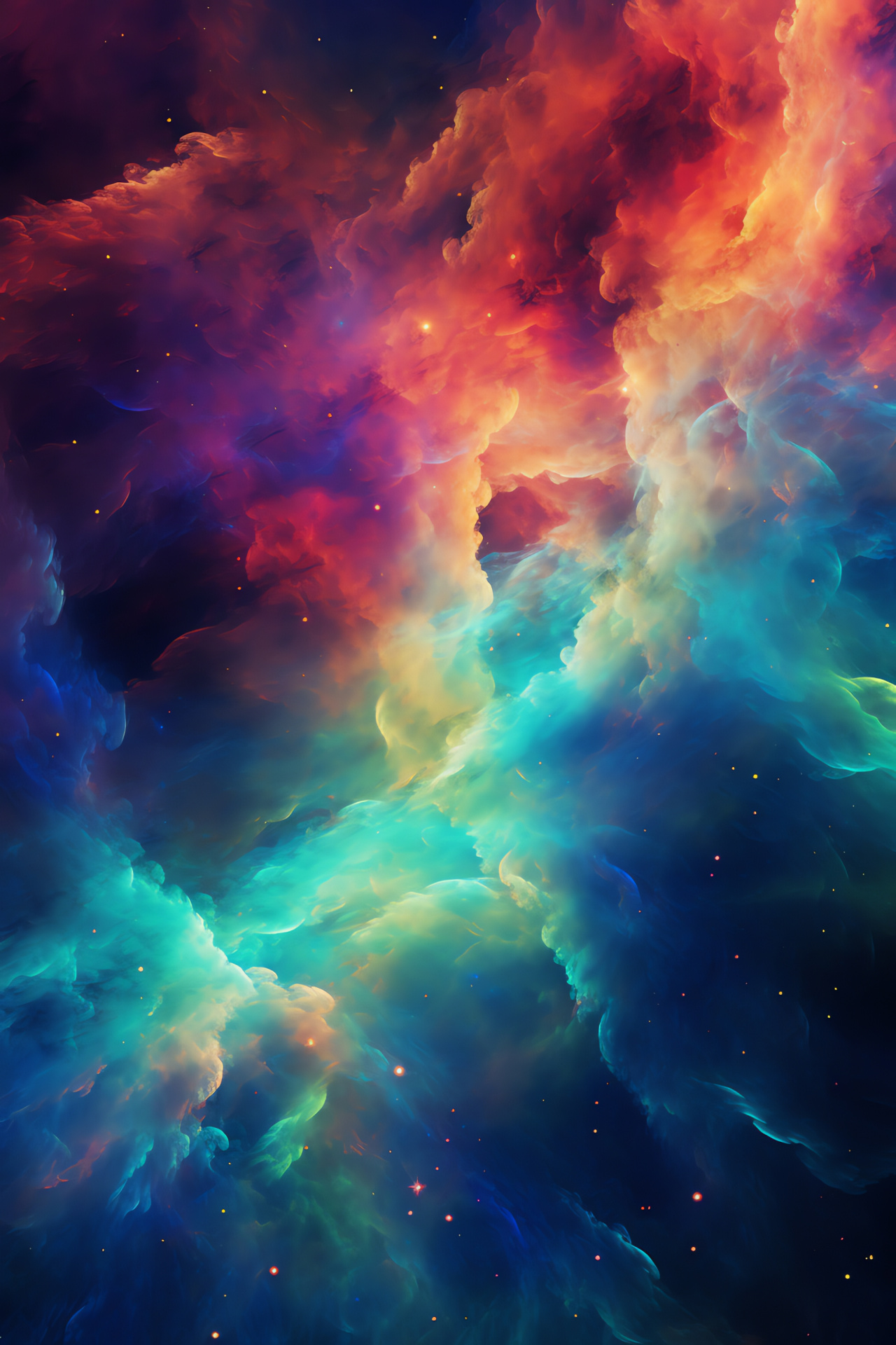 Space Nebula expanse, Vivid cosmic ornament, Space spectacle, Cosmic visual array, Azure galactic depth, HD Phone Wallpaper