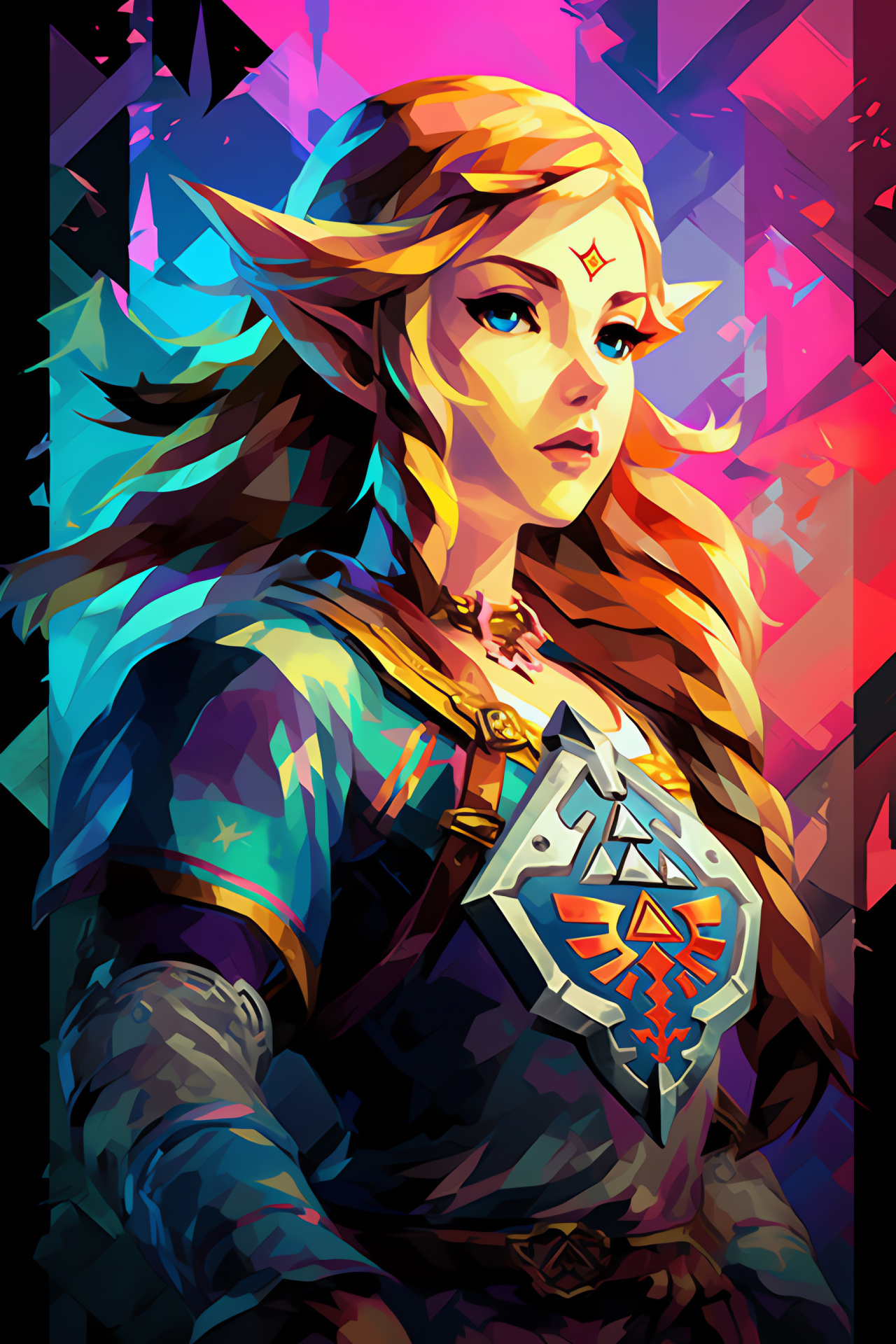 Royal Zelda portrayal, Wisdom Triforce piece, Majestic appearance, Emblematic gown, Hyrule kingdom, HD Phone Image