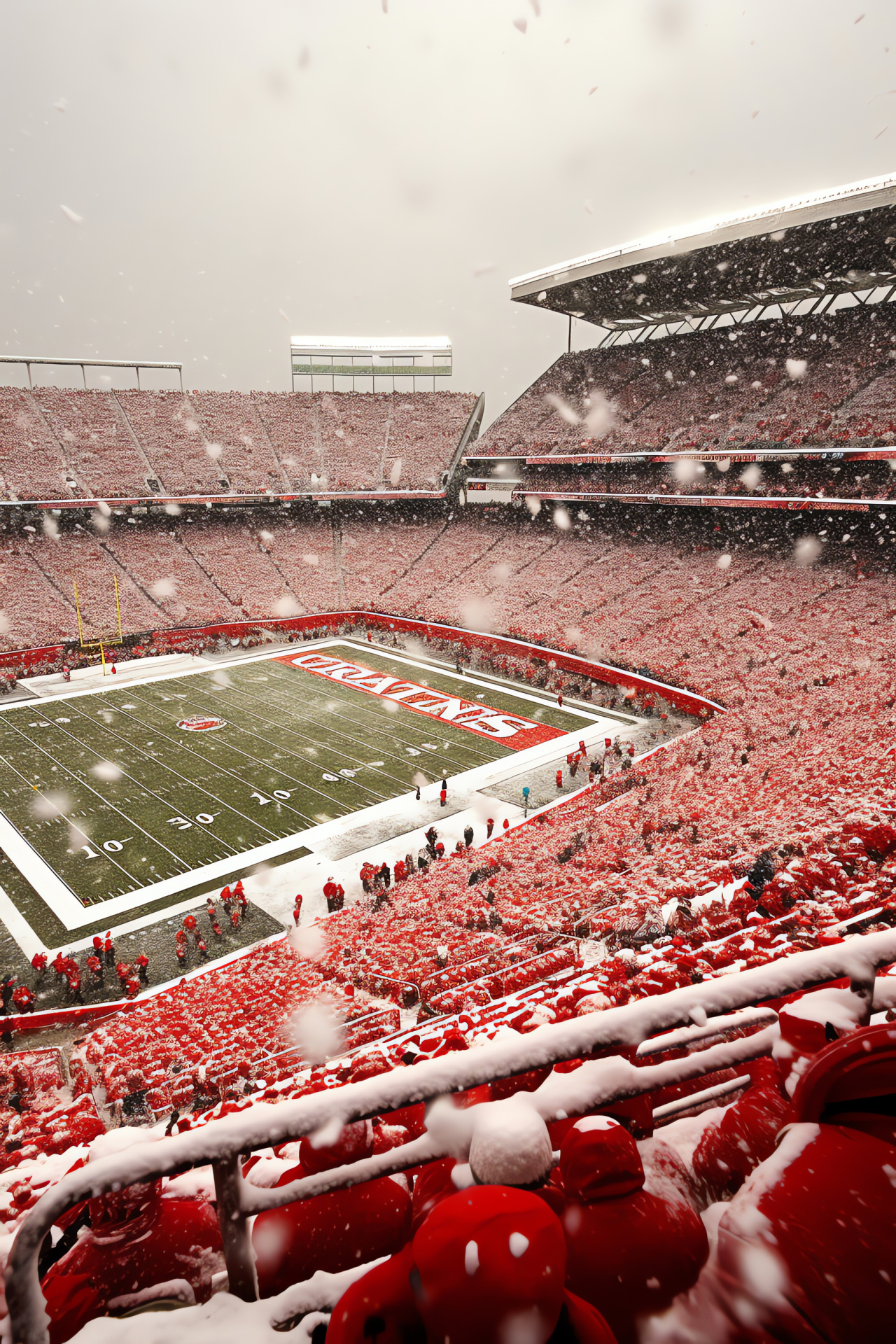 NFL holiday match, Festive fanwear, Frosted field, Team-themed gear, Snowflakes, HD Phone Wallpaper