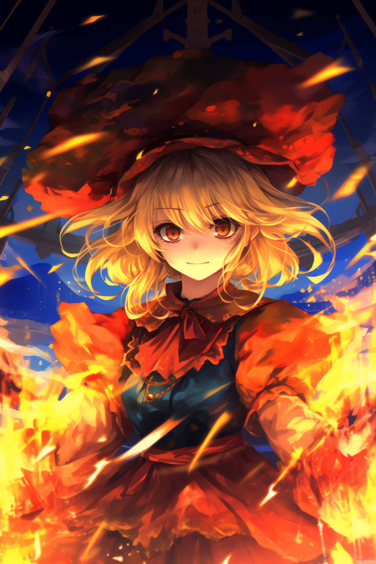 Touhou universe, Flandre Scarlet, Energetic burst, Blonde sinister sister, Imaginative realm, HD Phone Image