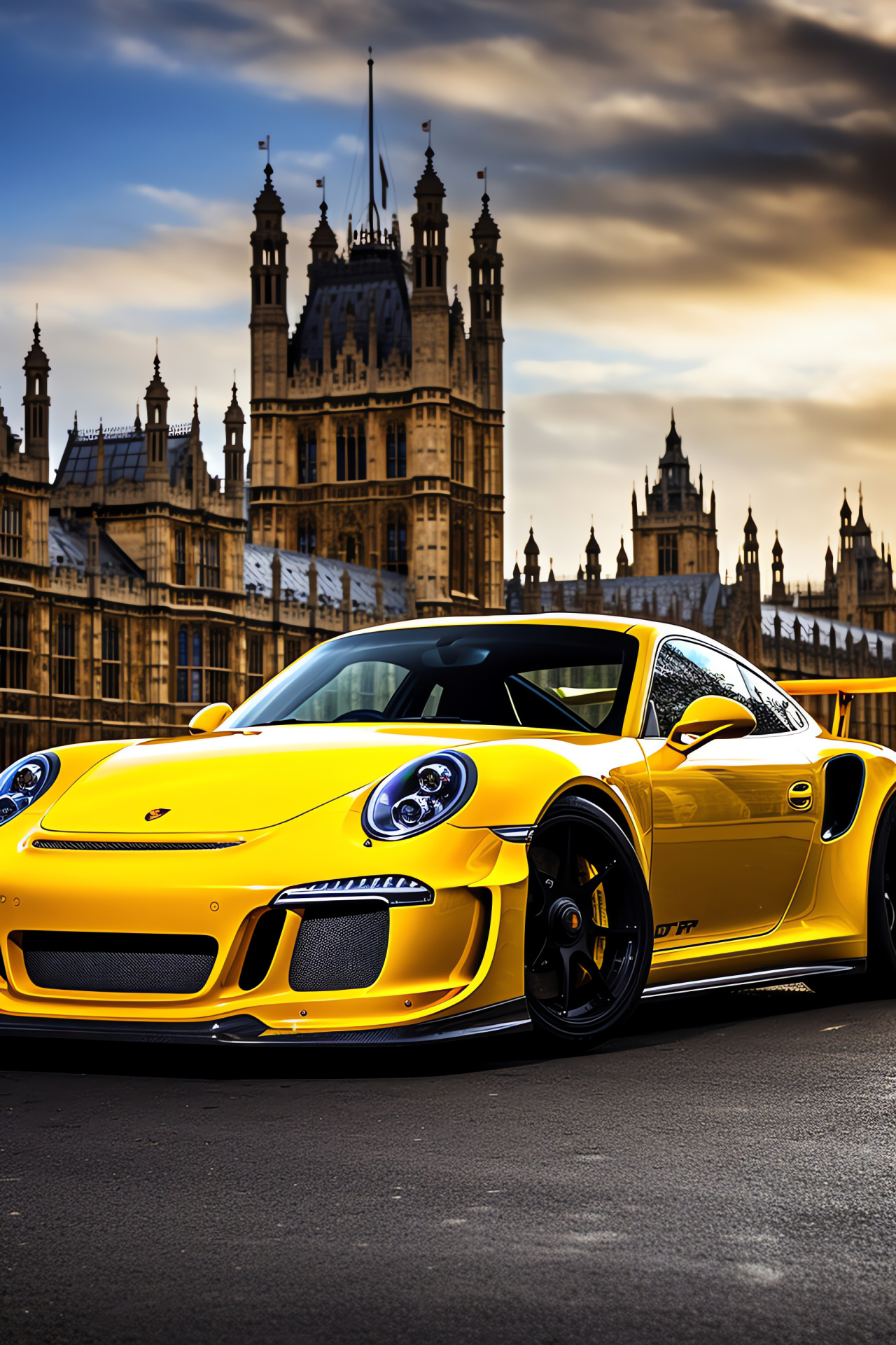 Porsche GT3 RS, London scene, Westminster area, Historical landmarks, British heritage, HD Phone Wallpaper