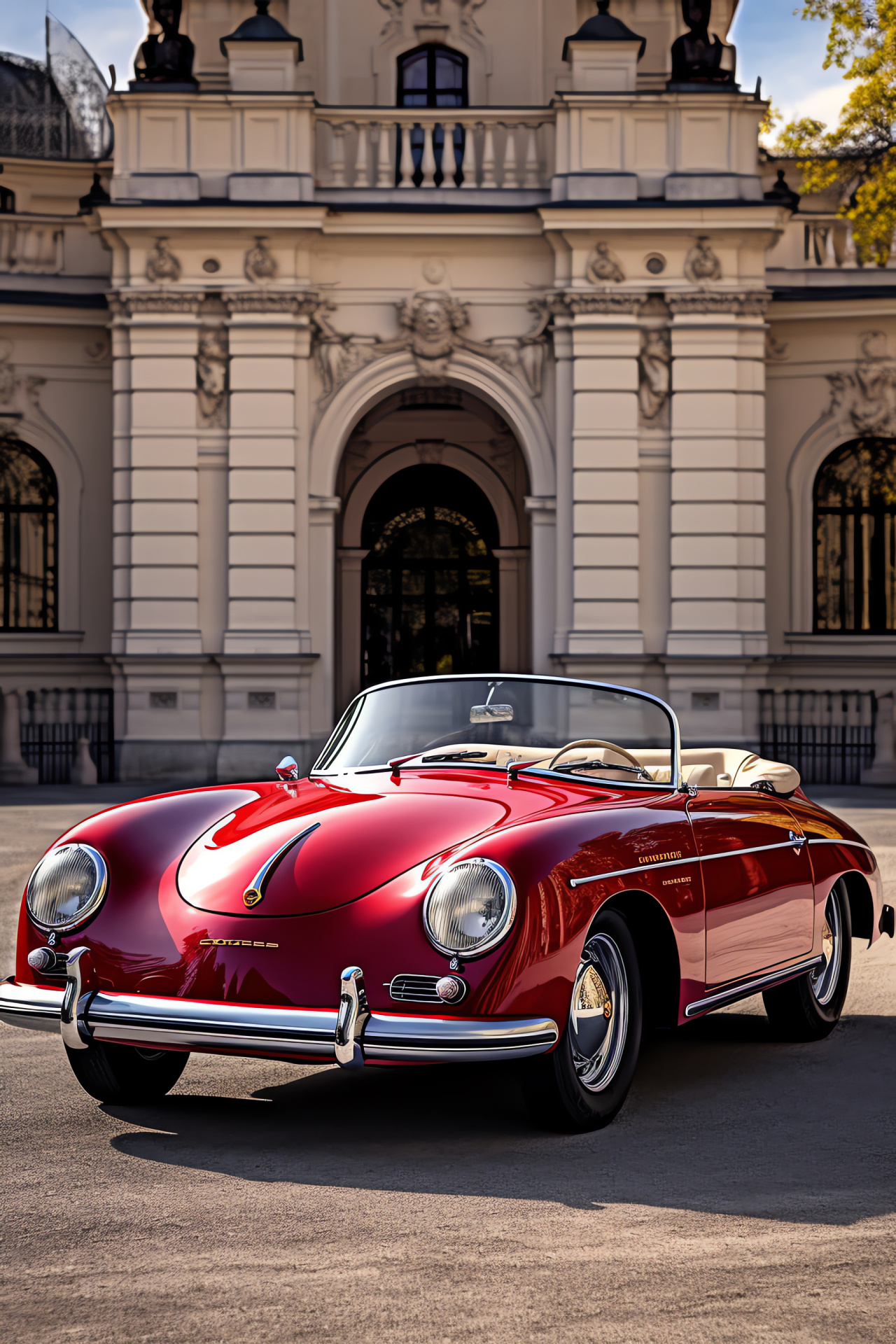 Porsche 356 Vienna cultural tour, Cabriolet elegance, Imperial city journey, Austrian architectural gems, Open-air motoring, HD Phone Image