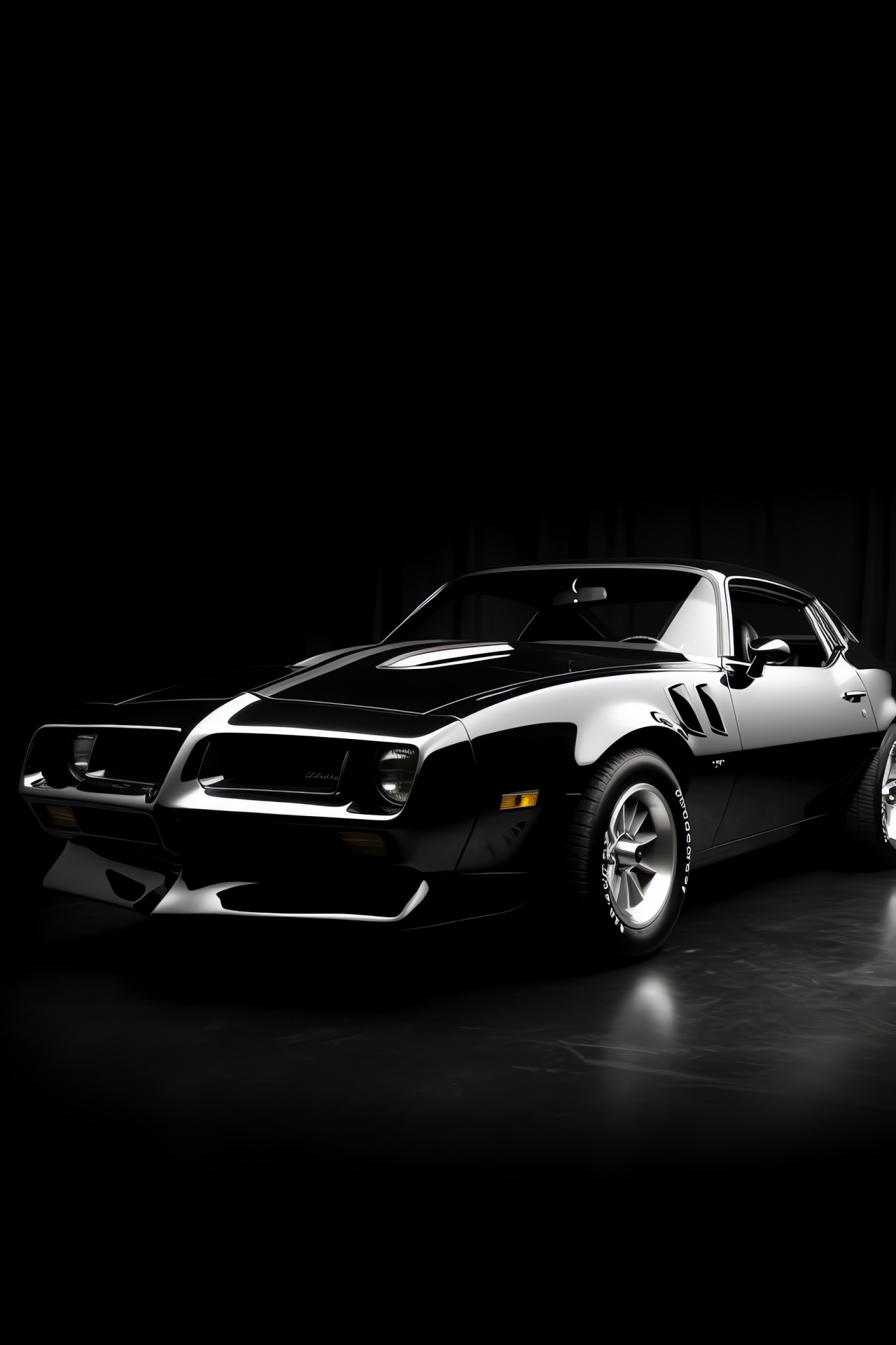 Pontiac Firebird Trans Am modernity, 1984 sleek auto, Black and silver aesthetic, Bold automotive stance, Modern classic, HD Phone Wallpaper