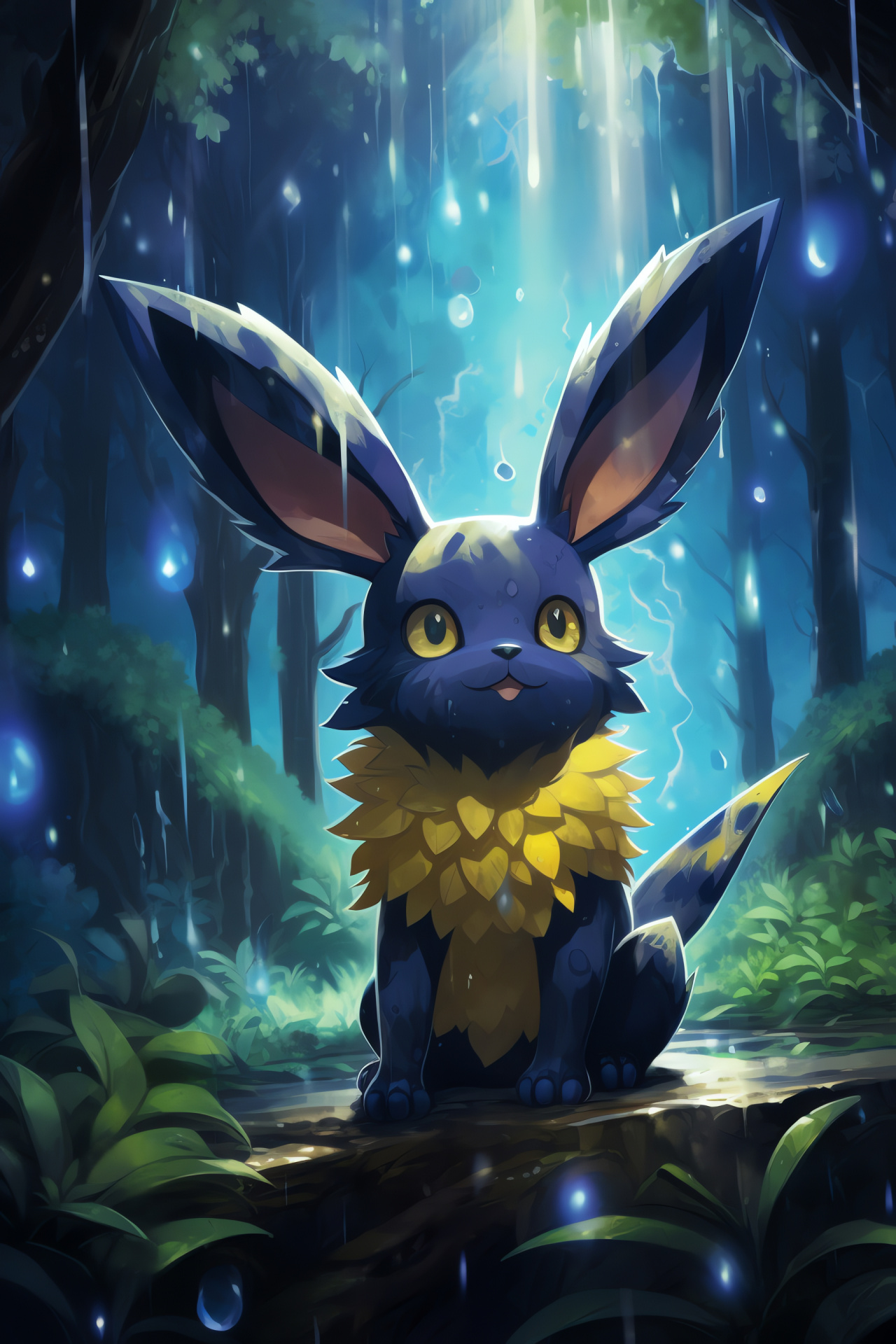 Umbreon Pokmon, Virtual creature, Evening weather, Nature scenery, Atmospheric elements, HD Phone Image