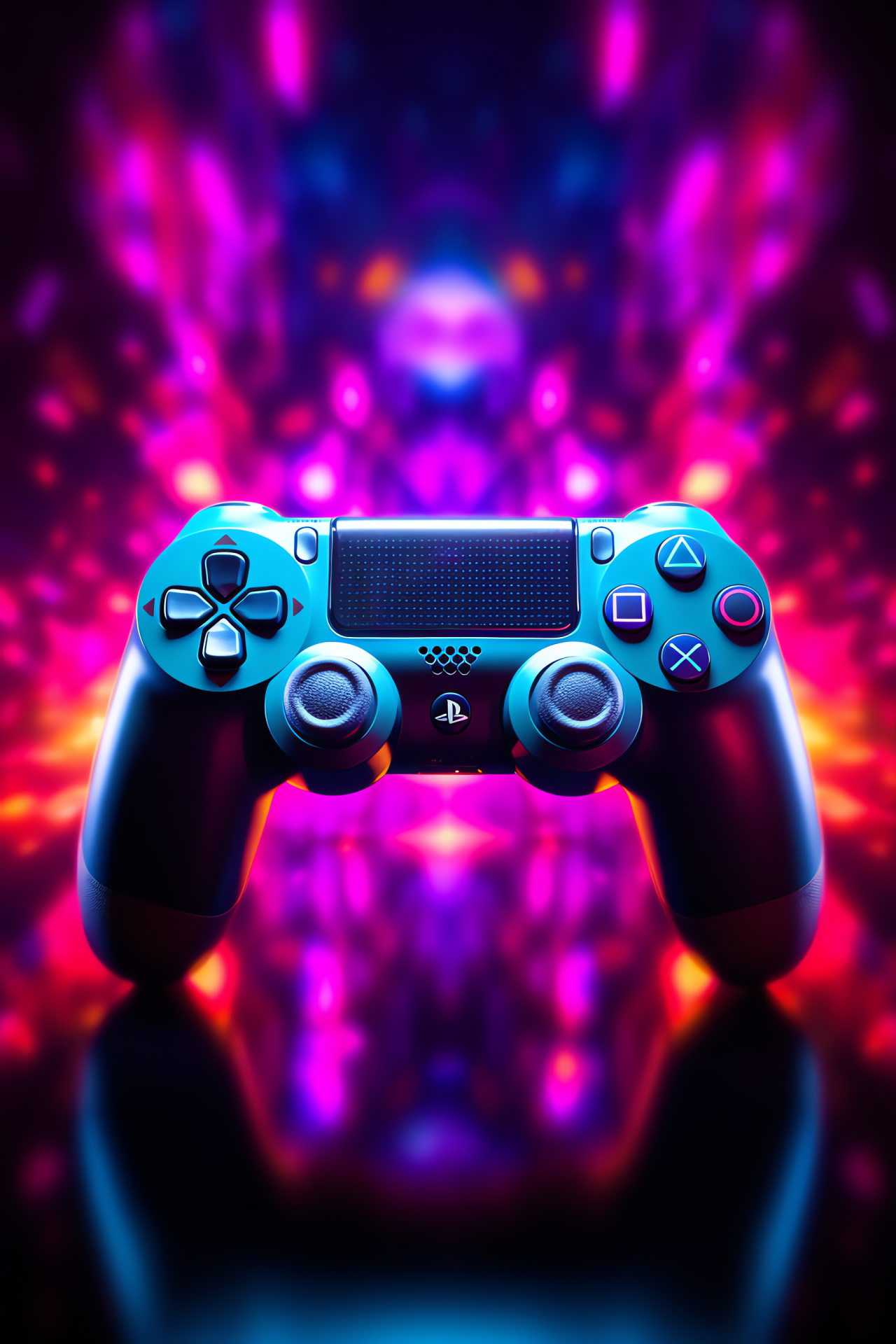 Sony PlayStation controller, Abstract backdrop, Luminous effects, Gameplay action, Vibrancy, HD Phone Wallpaper