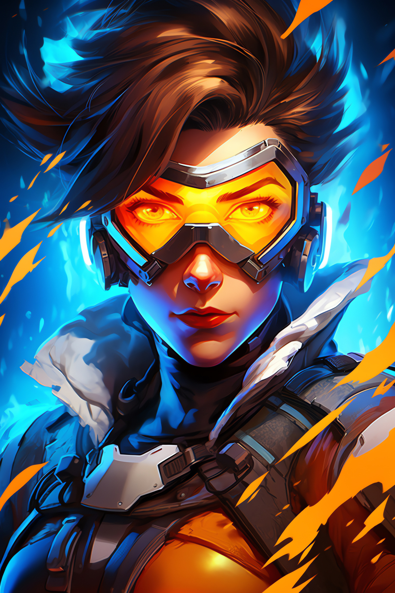 Tracer Lena Oxton, Dynamic blaster, Brite Bomber, Temporal chase, Heroic stance, HD Phone Wallpaper