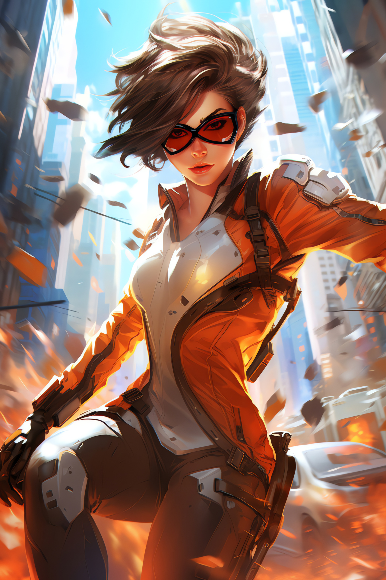 Overwatch's Tracer, Chronal adventure, Advanced metropolis backdrop, French capital scenario, Insurgency mission, HD Phone Wallpaper