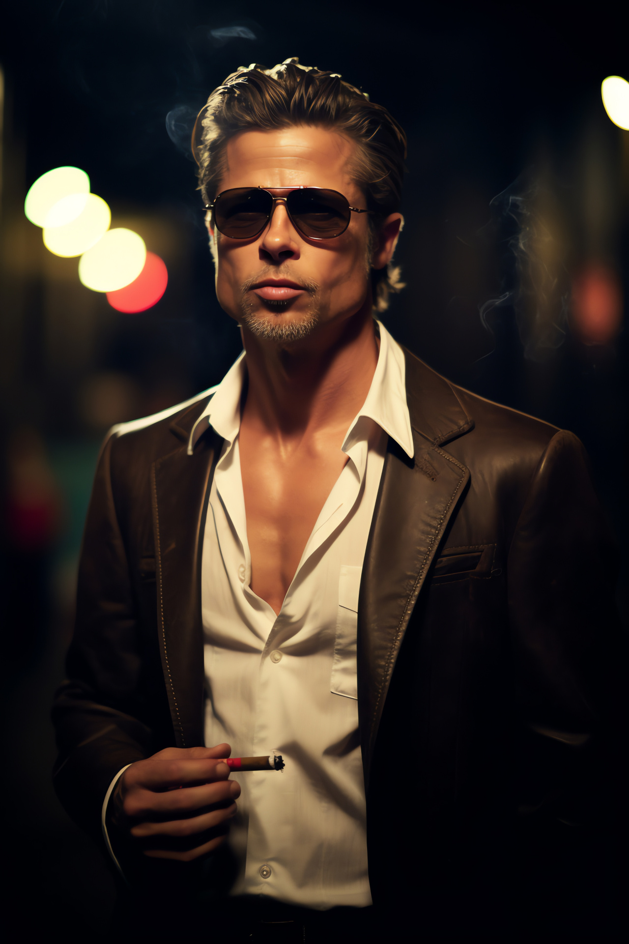 Brad Pitt, iconic movie role, enduring appeal, strong look, dramatic presence, HD Phone Image