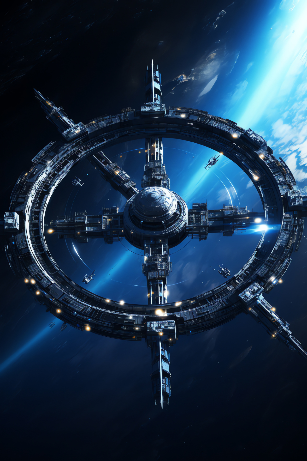 Orbital platform, Ring-world panorama, Astronaut habitat, Planetary rings, Structural marvel, HD Phone Image