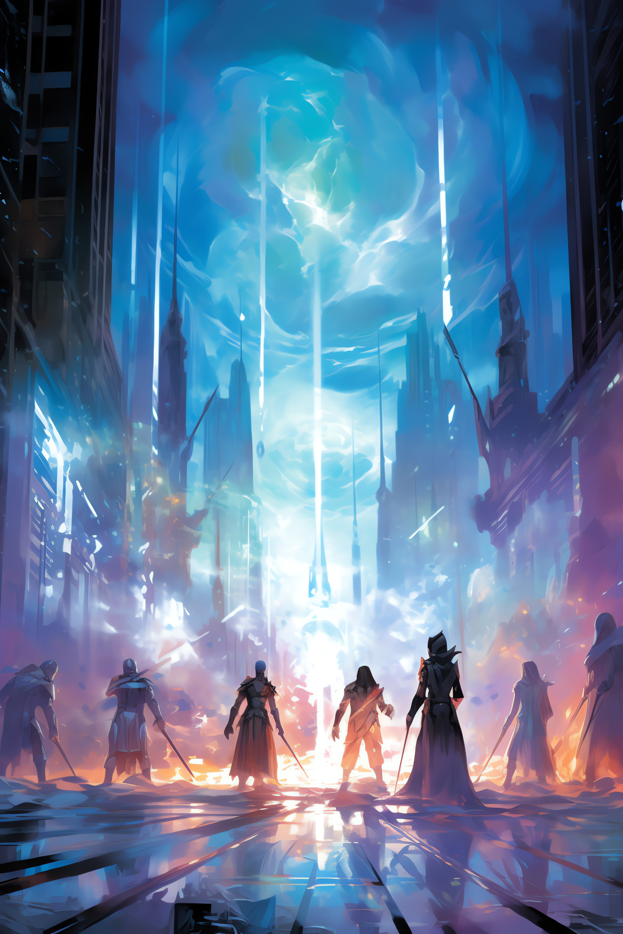 Planeswalkers theme, Urban panorama, Magic The Gathering realms, High-definition gaming, Mythic spells, HD Phone Image