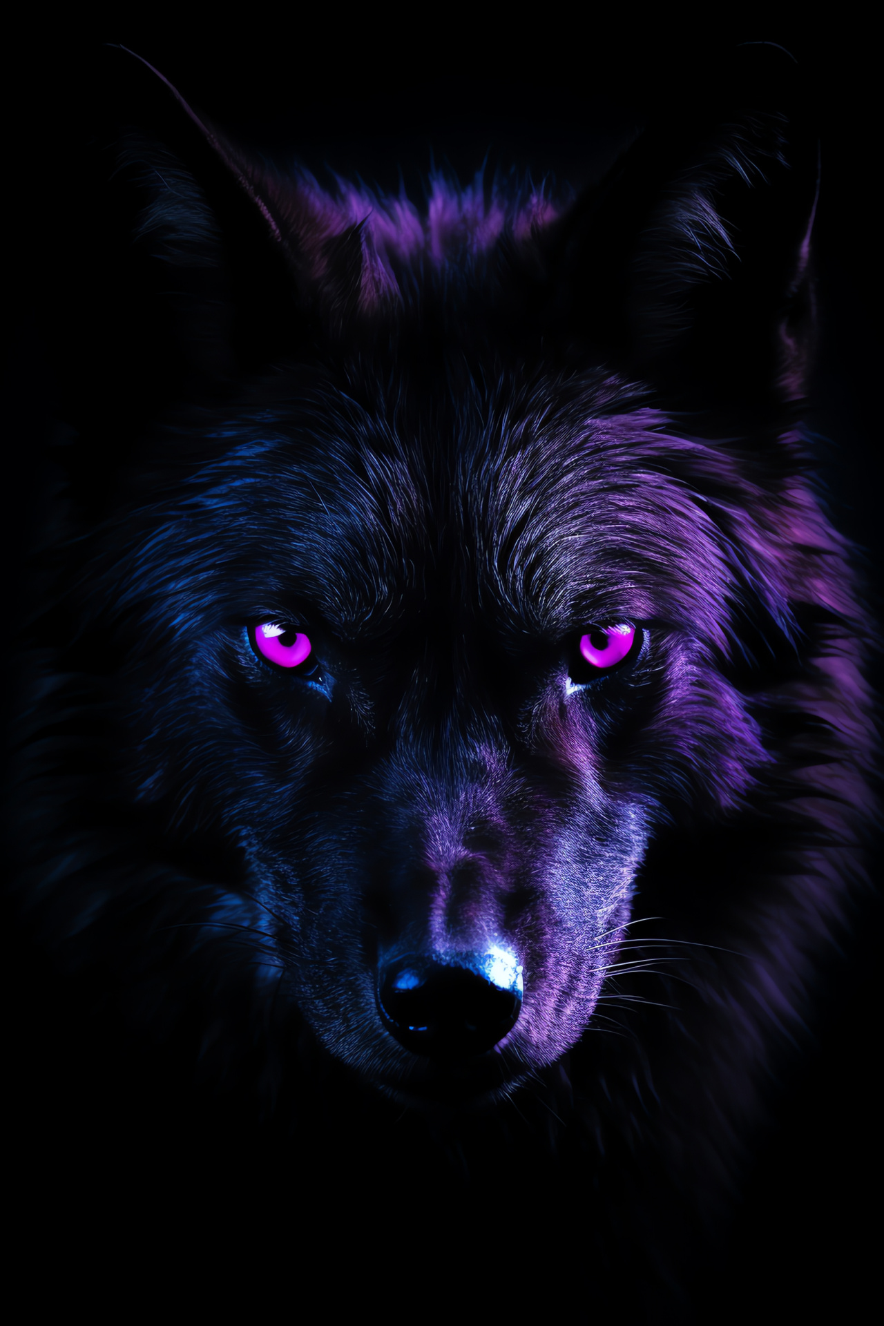 Neon Wolf, enigmatic eyes, midnight fur, lone figure, dark allure, HD Phone Wallpaper