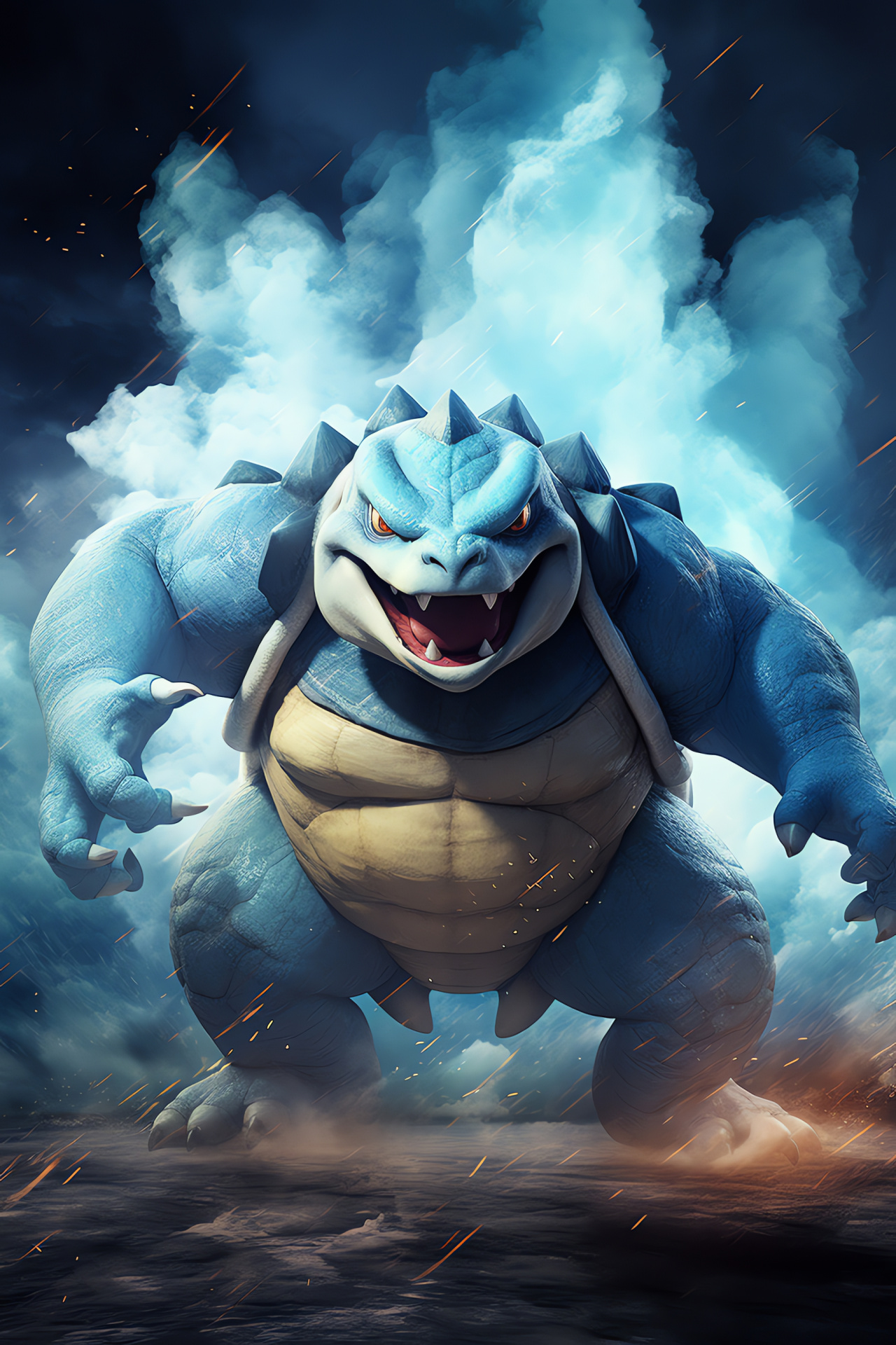 Blastoise stature, Squad water member, Aquamarine ocular detail, Turtle Pokemon height, Physical conditioning, HD Phone Wallpaper